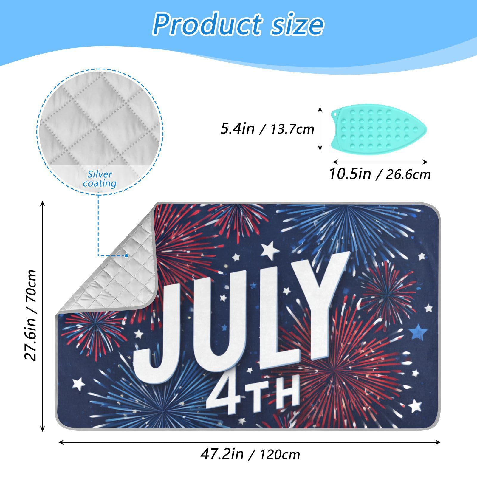 Ironing Mat Portable Ironing Pad Blanket with Silicone Iron Rest for Table Top Travel Heat Resistant Double