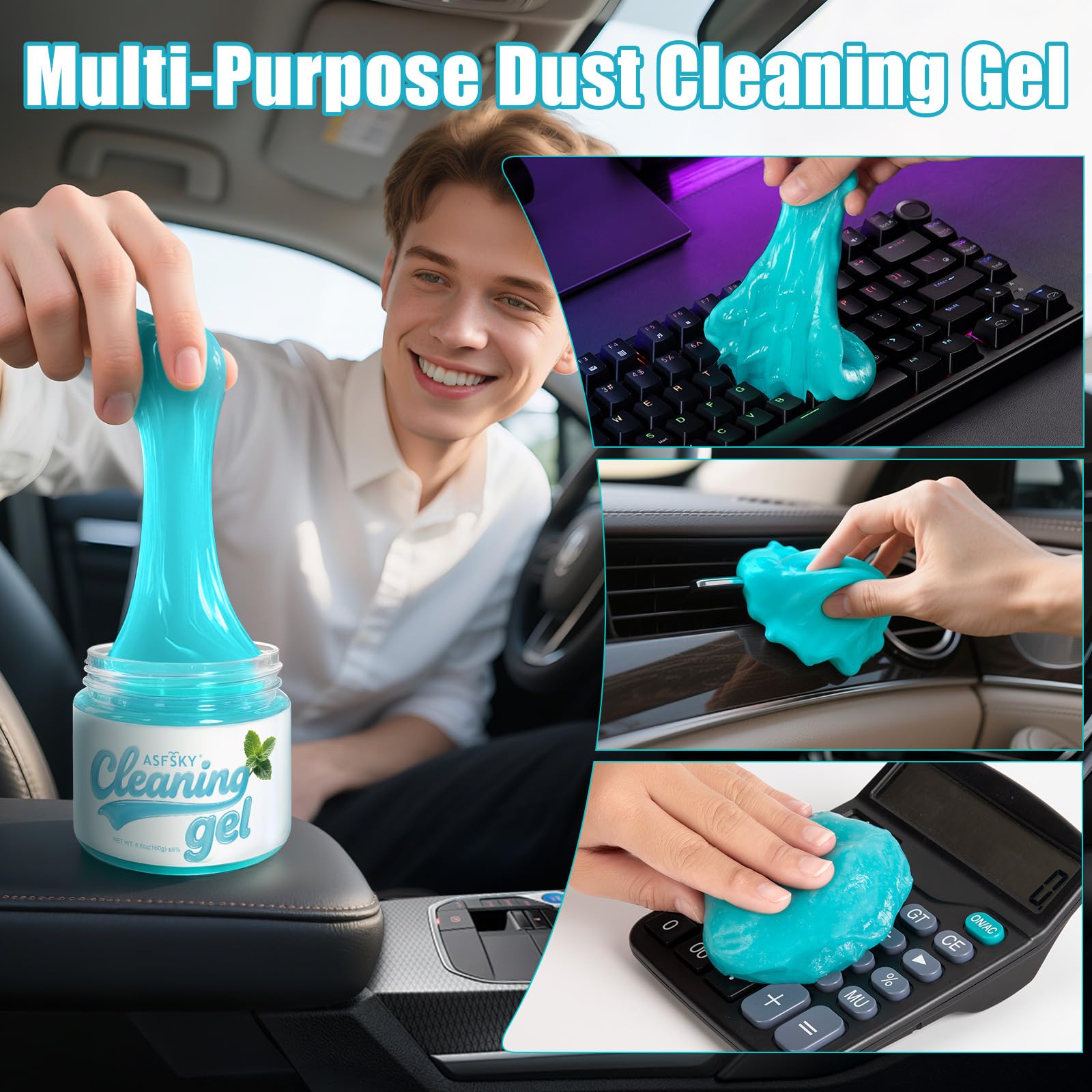 Car Cleaning Gel Universal Cleaning Gel Putty Dust Remover Mint