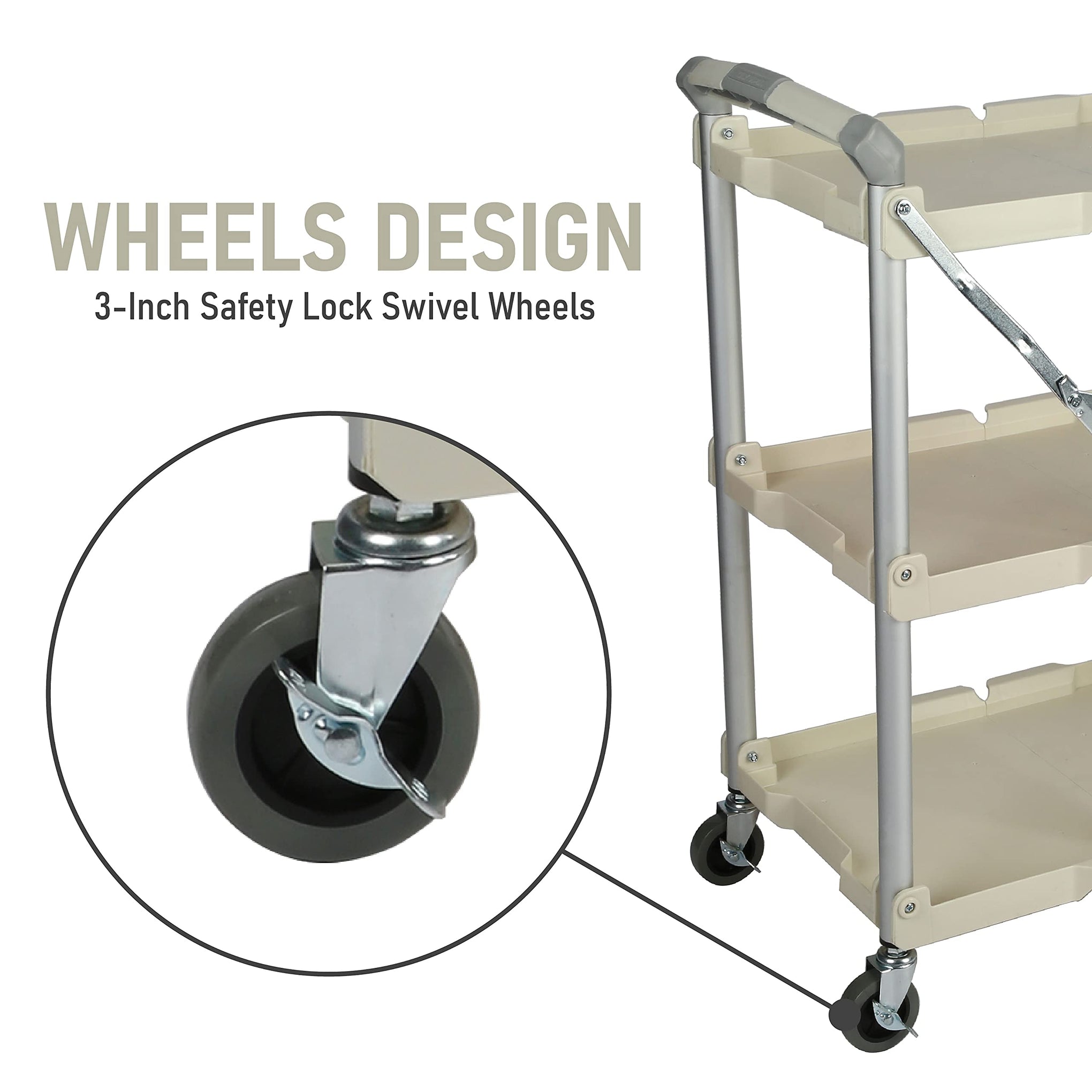 89-351 Pack-N-Roll Folding Collapsible Service Cart, 150LB Capacity, White