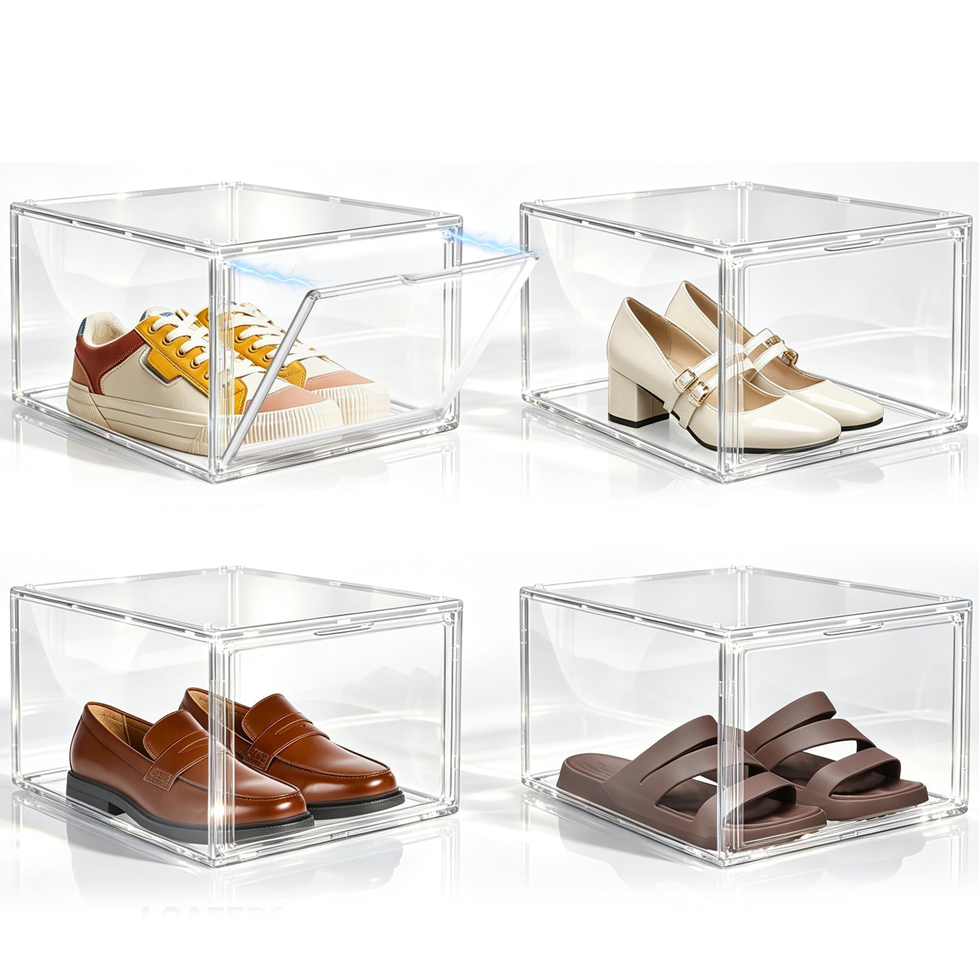 2 Pack Clear Acrylic Shoe Boxes Fit Size 12 (2 Count)