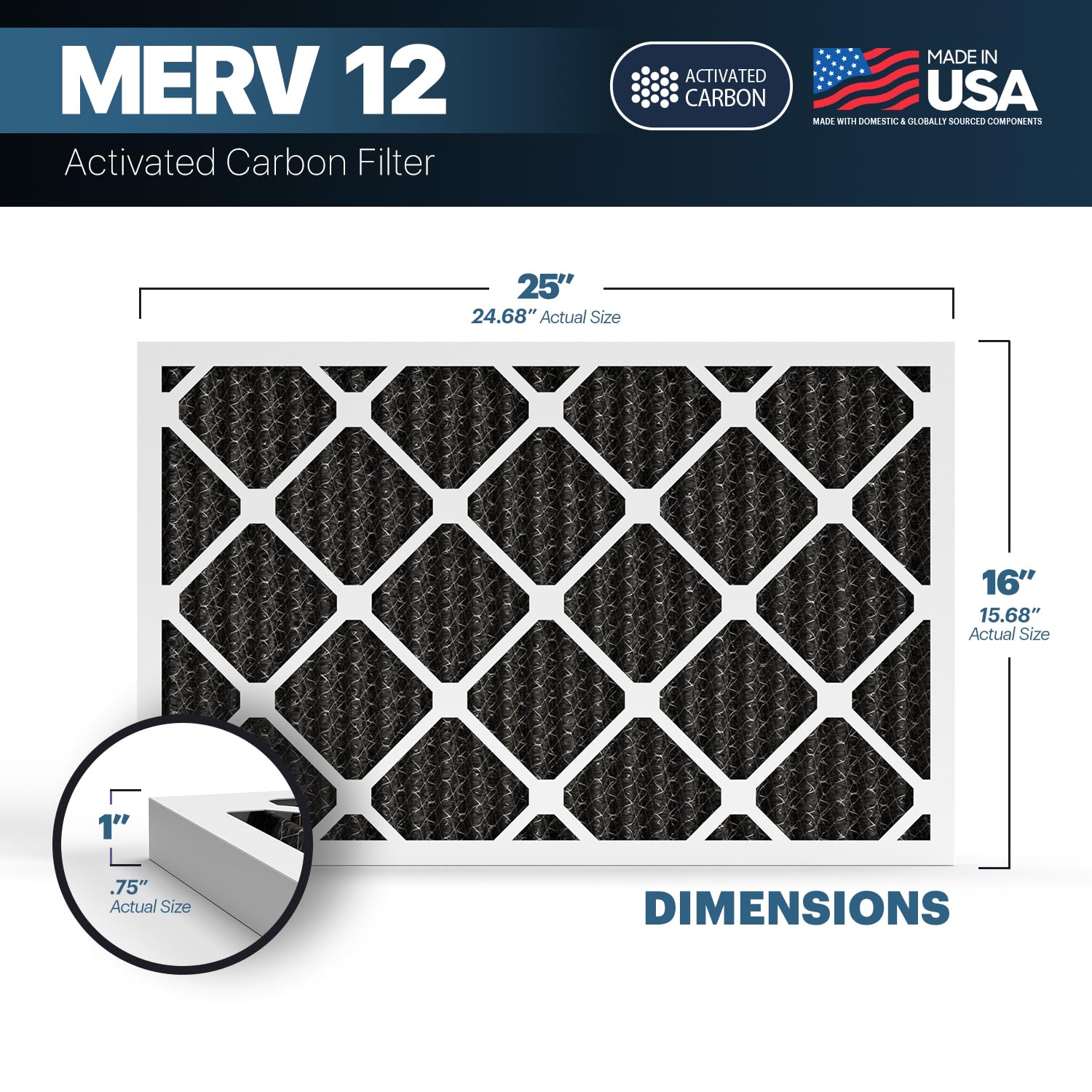 TruFilter 16x25x1 MERV 12 Odor Defense (4 Count)