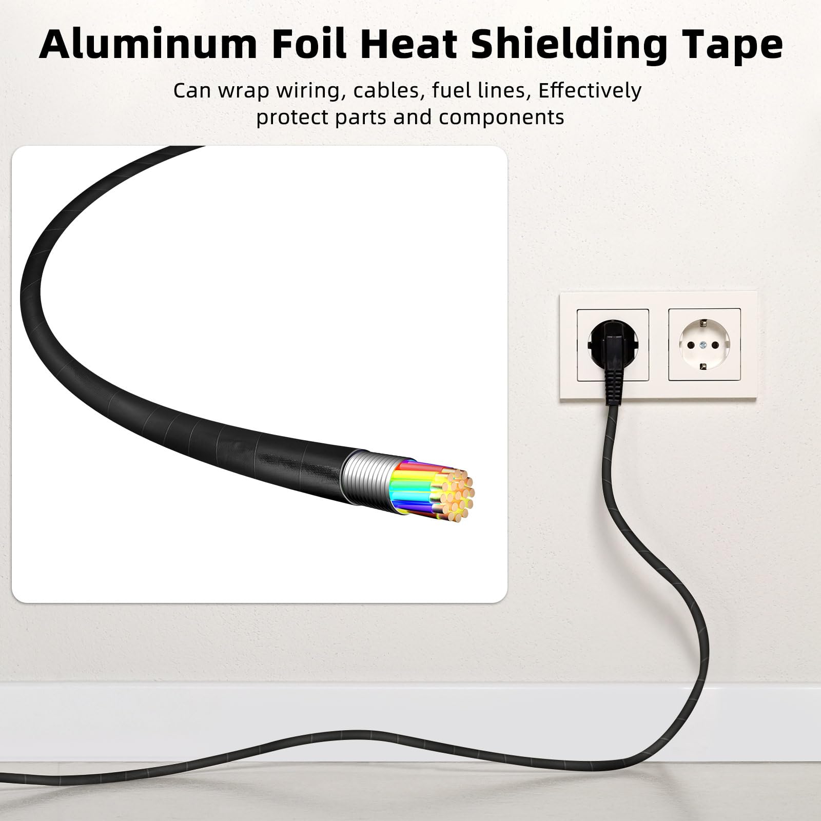 2 Rolls Aluminum Foil Tape Heat Shield Tape Barrier Adhesive Reflective Fiberglass Thermal Insulation Reflective Material High Temp Protection (2 Count)