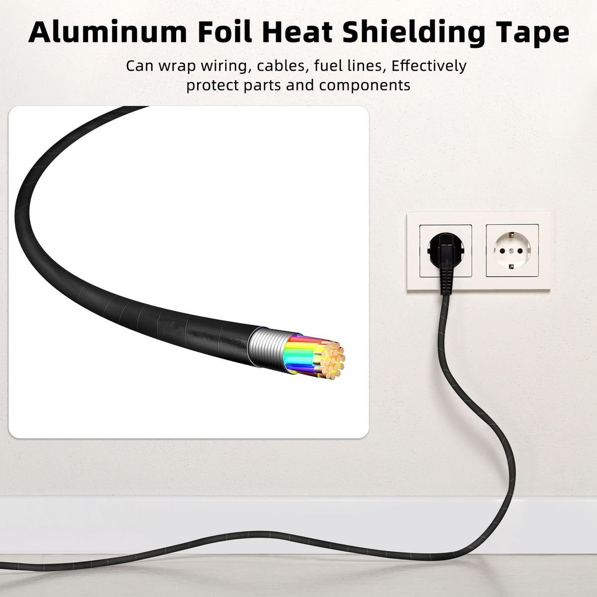2 Rolls Aluminum Foil Tape Heat Shield Tape Barrier Adhesive Reflective Fiberglass Thermal Insulation Reflective Material High Temp Protection (2 Count)