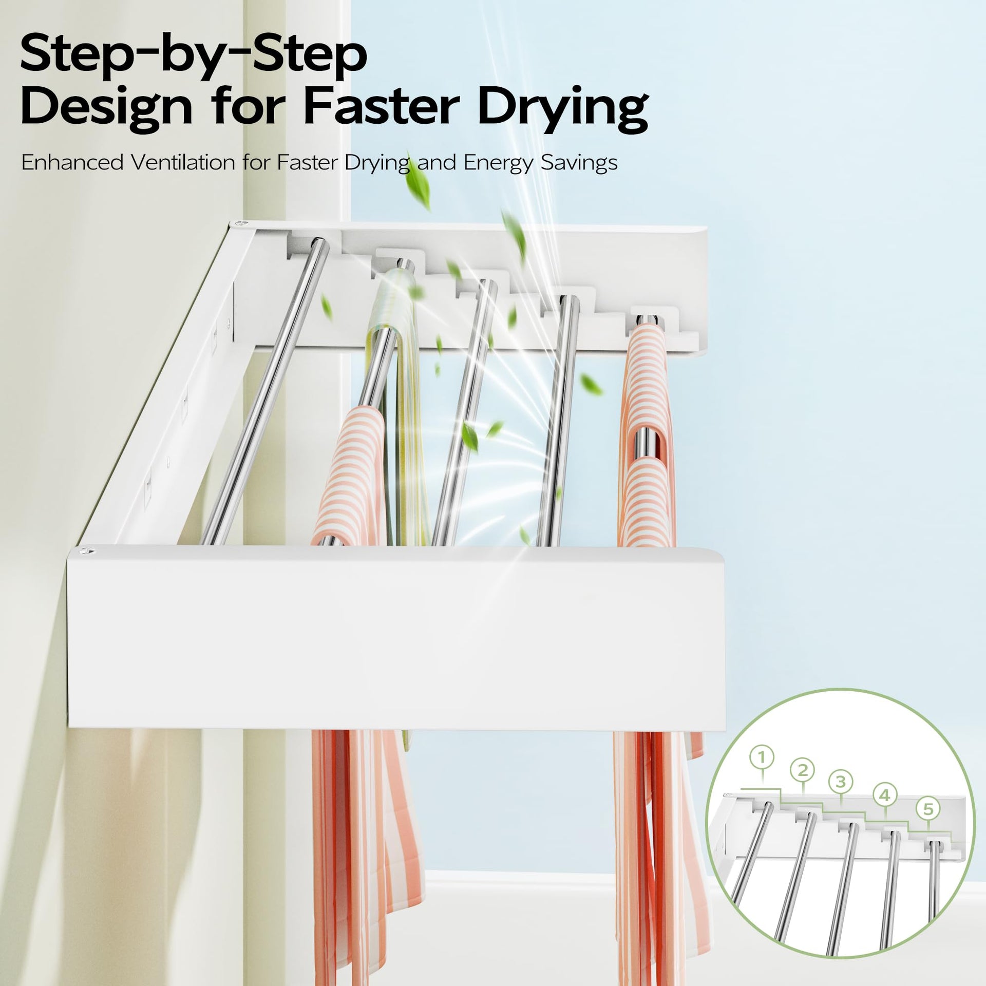 Wall Mounted Clothes Drying Rack 32"