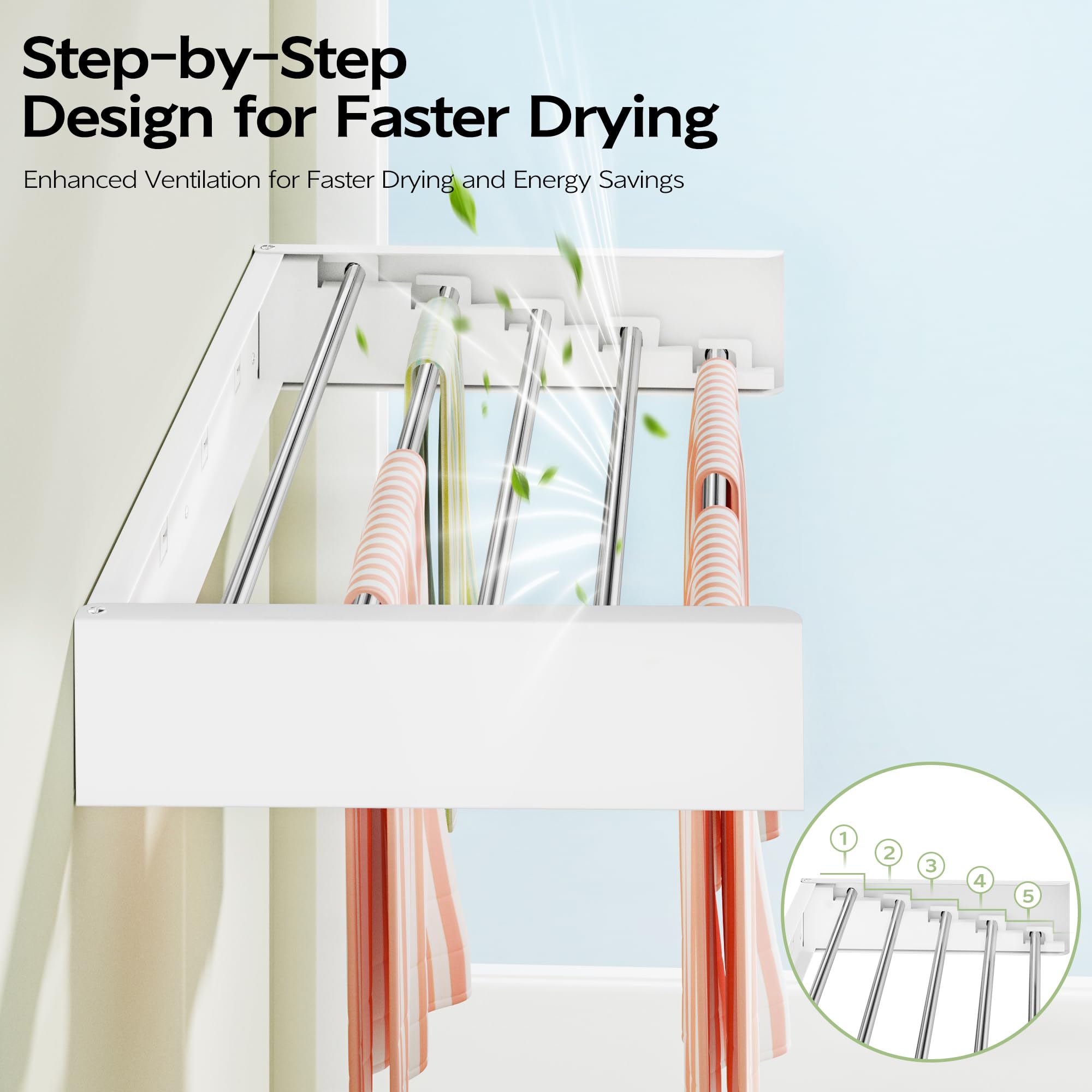 Wall Mounted Clothes Drying Rack 32"