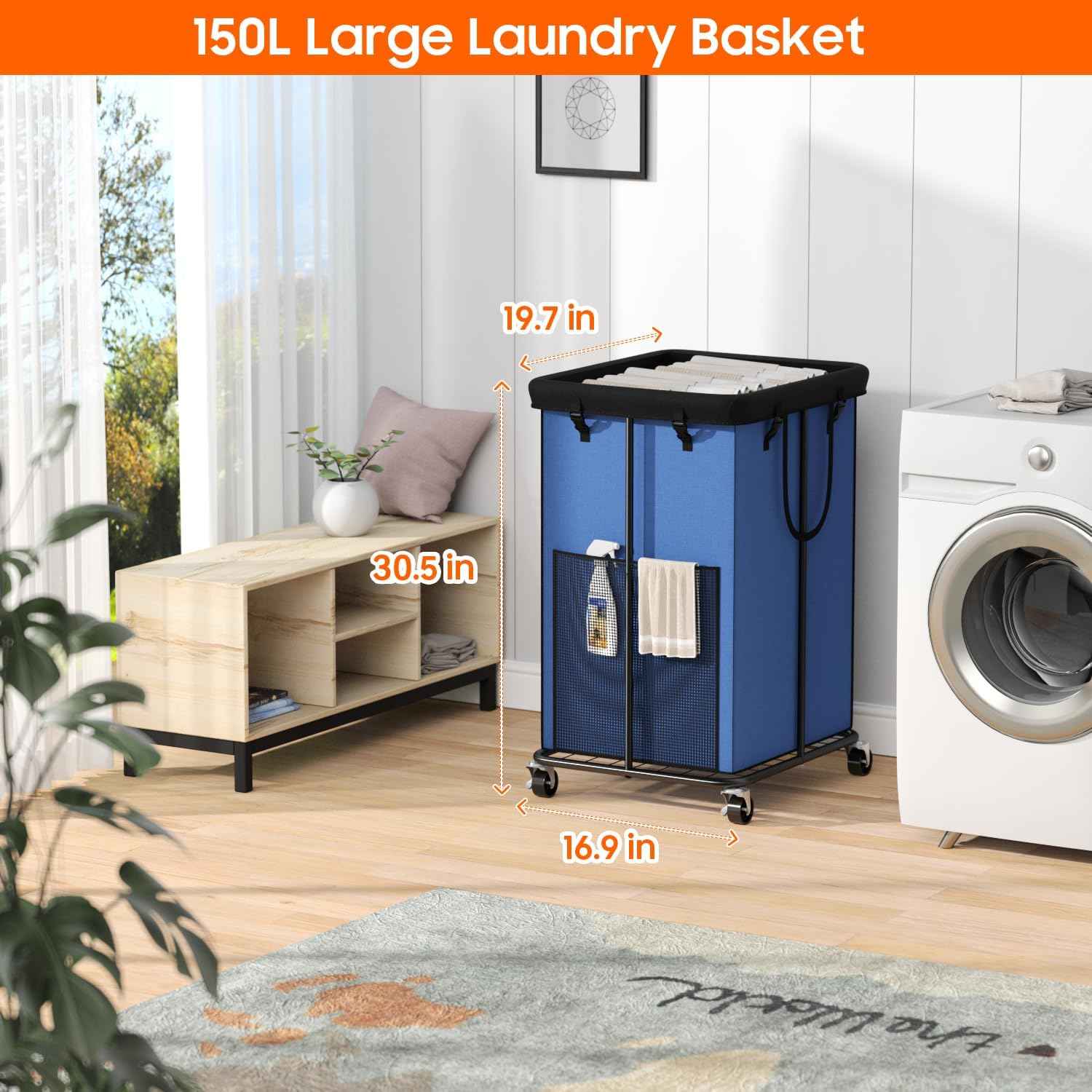 Laundry Hamper with Wheels (99.68 Ounce)