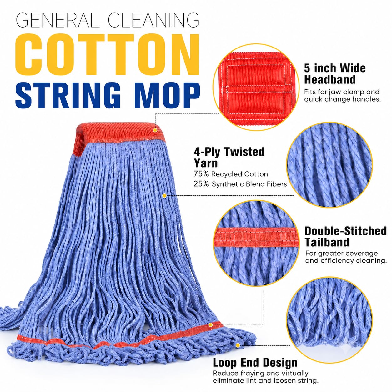 Matthew Cleaning Commercial Mop Head Replacement (3 Count)