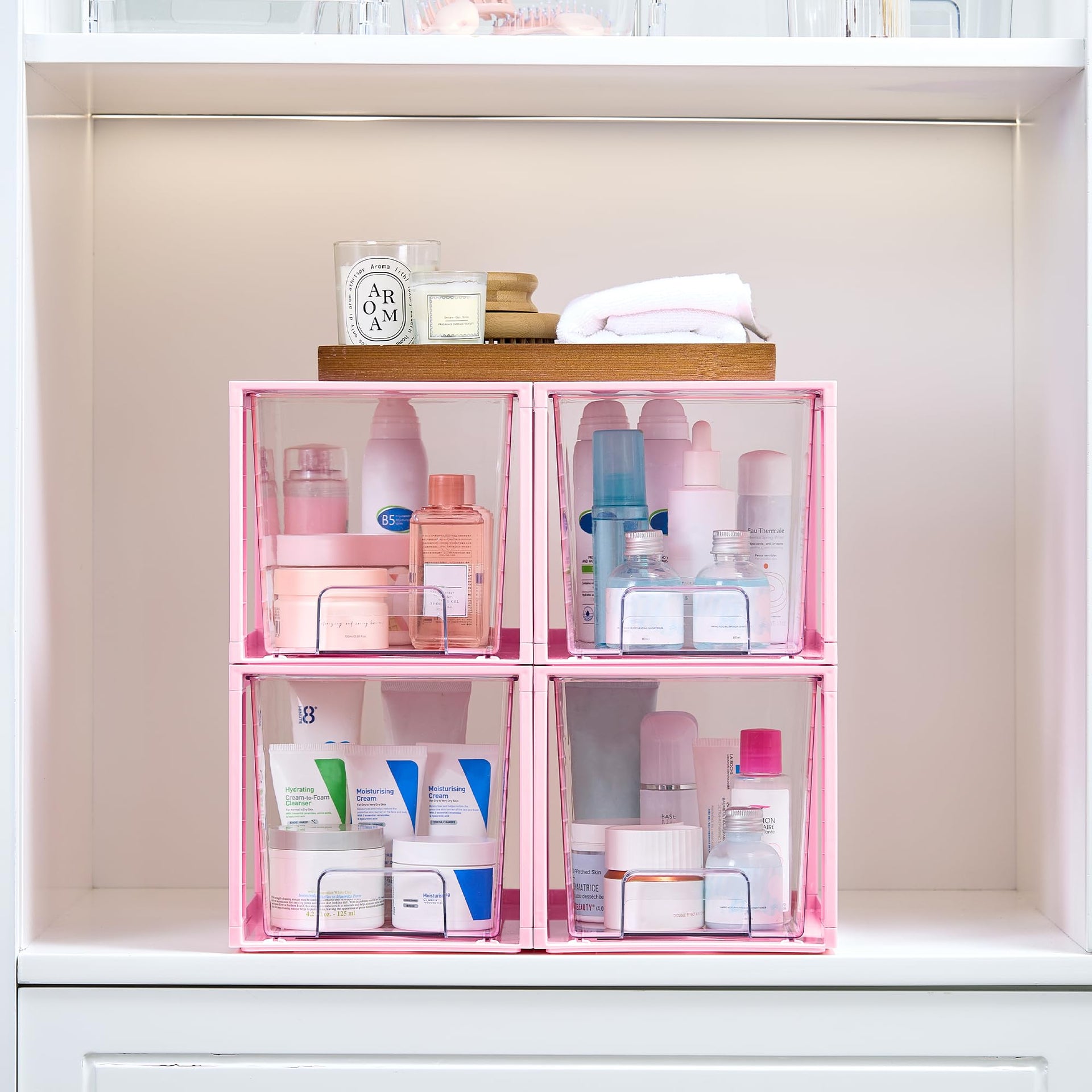4 Pack Large Stackable Storage Drawers (4 Count)