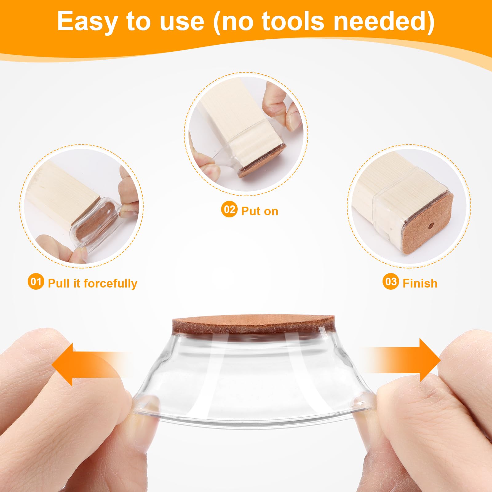 16 Pack Rectangle Chair Leg Floor Protectors for Hardwood Floors (16 Count)