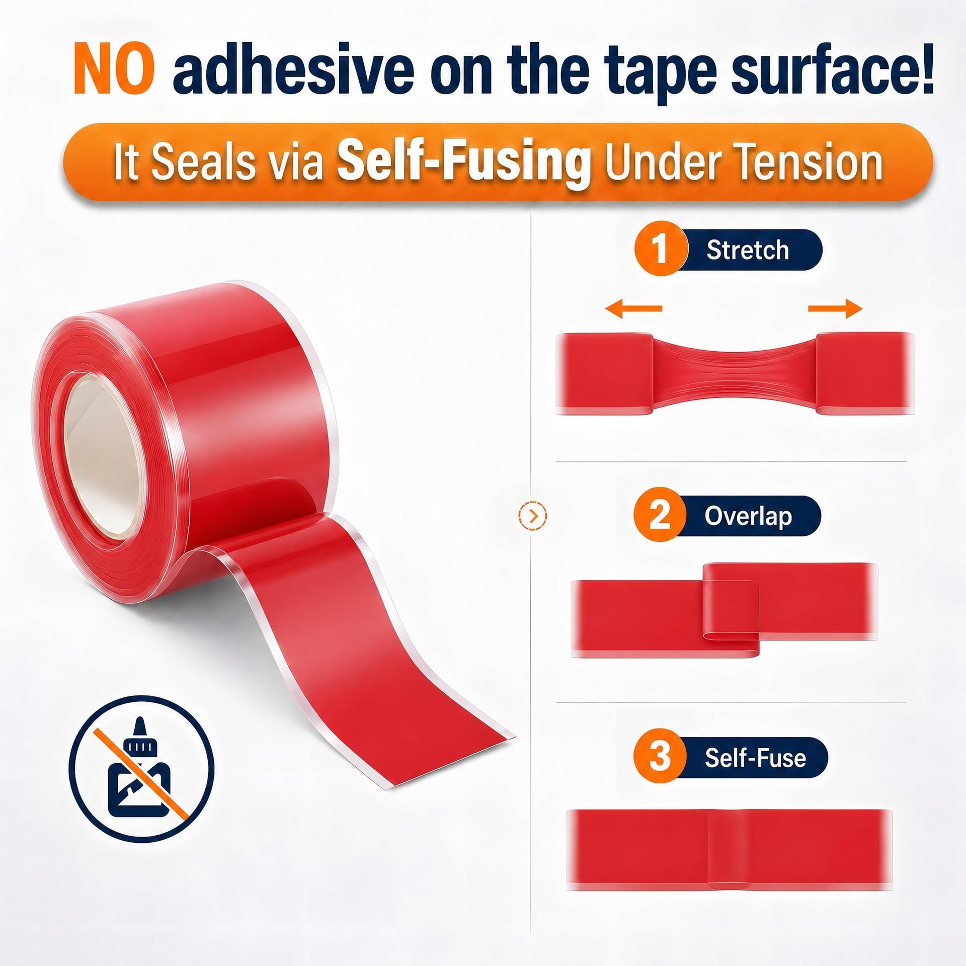 Red Electrical Tape 1 in x 10 Ft Self (40 Foot)