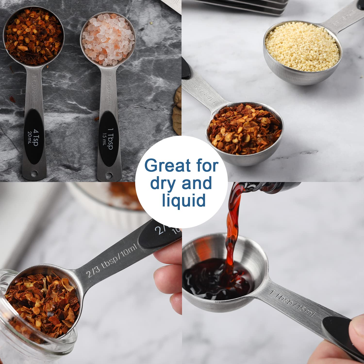 Magnetic Measuring Spoons Set of 9 Stainless Steel Measuring Spoons