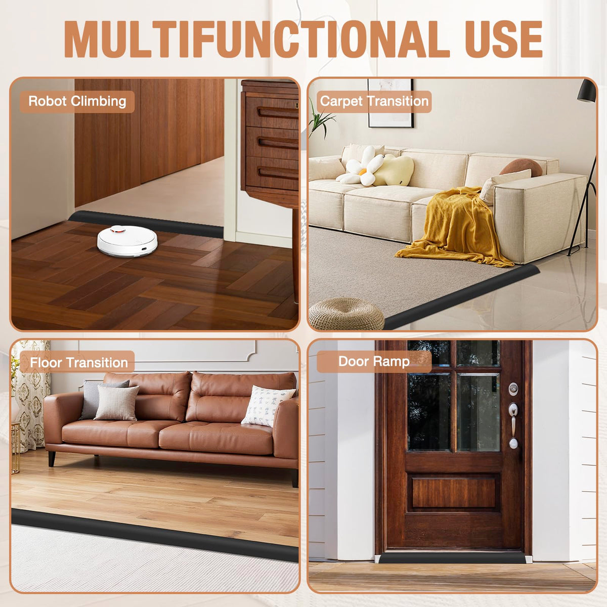 Floor Transition Strip Self Adhesive Vinyl Door Threshold Strip (6.6 Foot)