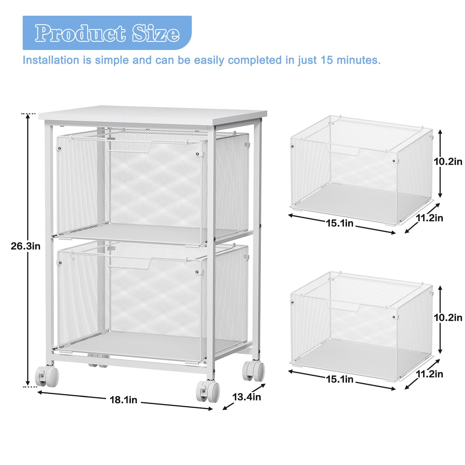 Letter Legal Rolling File Cabinet