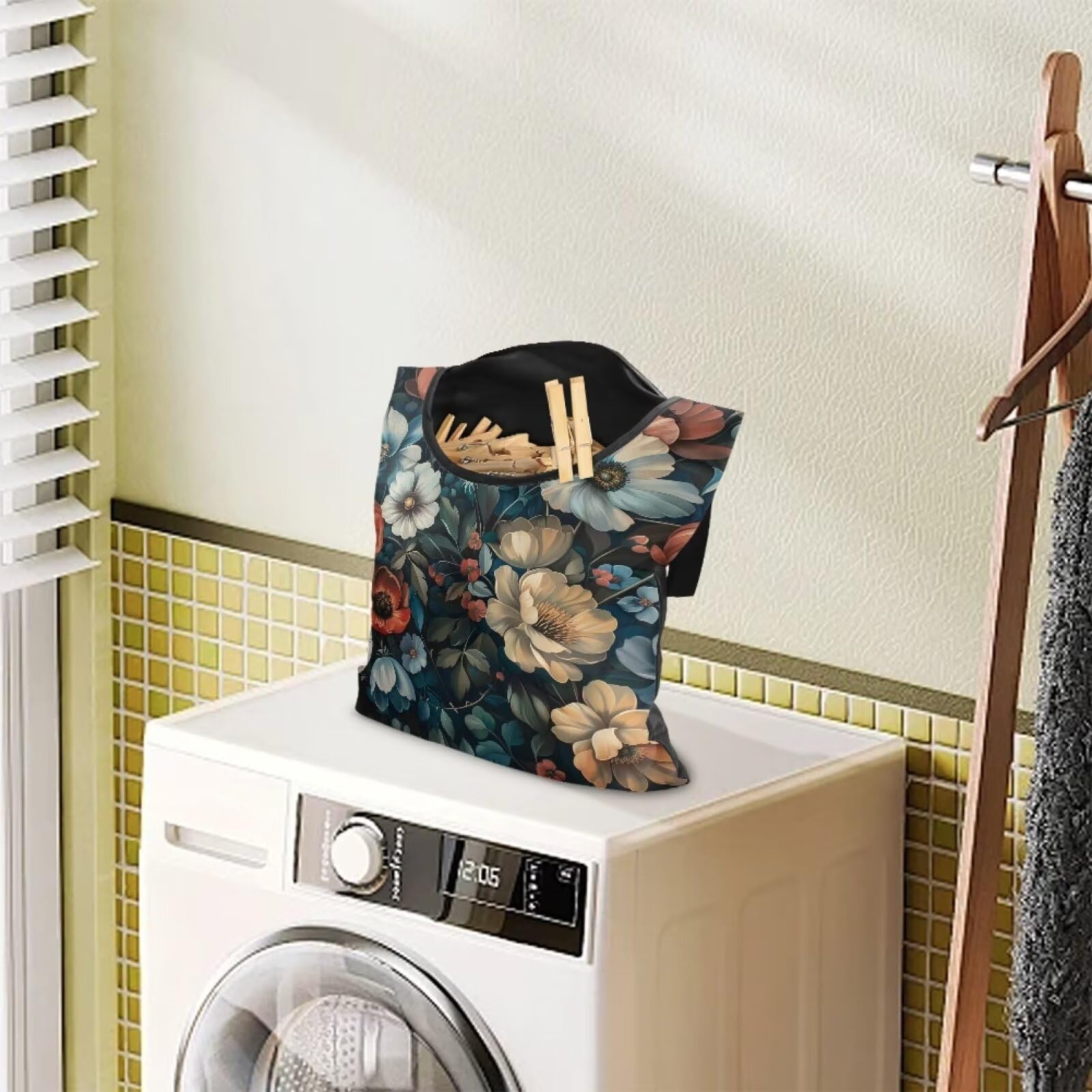 Art Flowers Clothes Pin Bag Holder