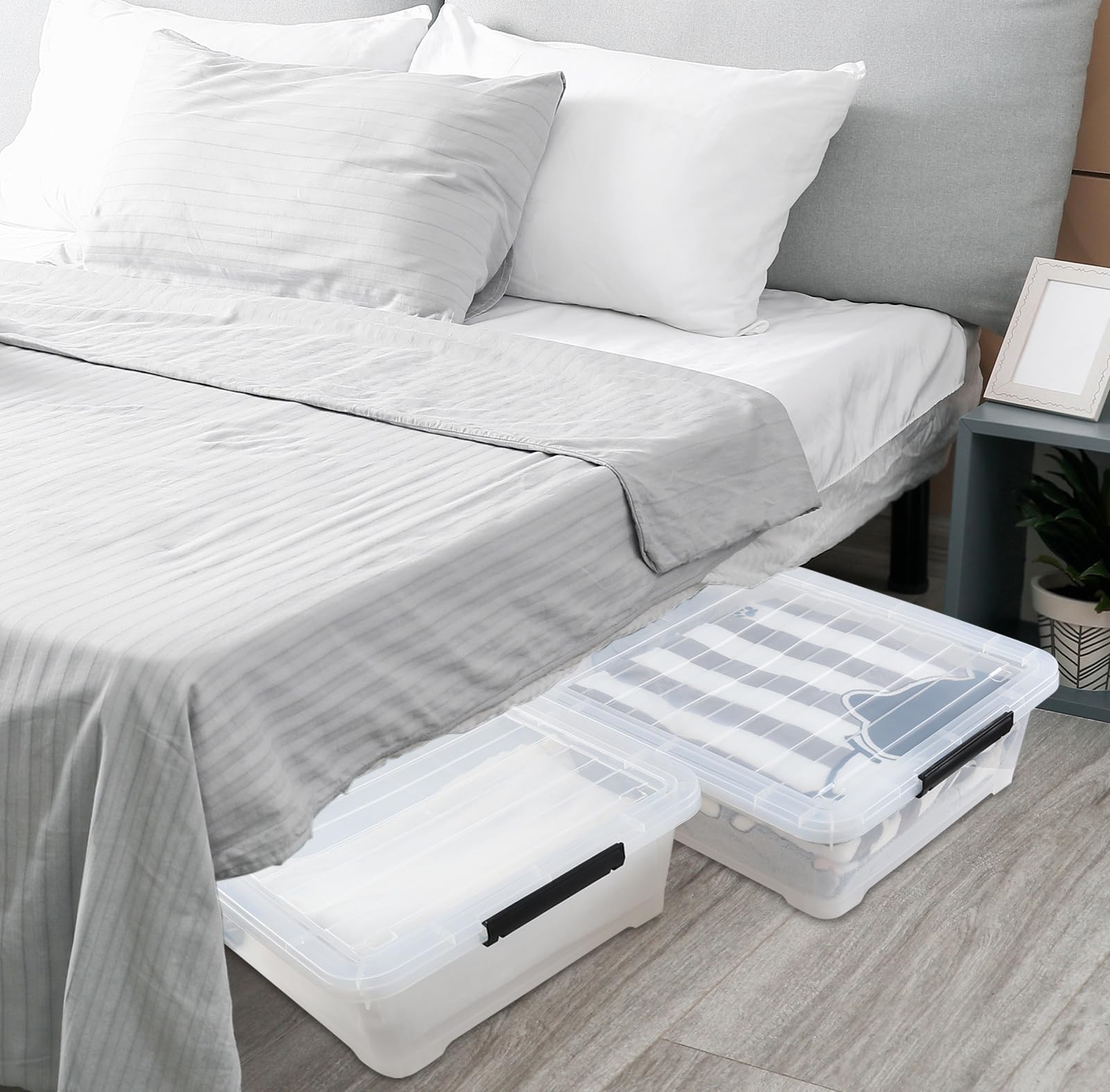 Rosebloom 40 Quart Clear Plastic Underbed Storage Bins with Lid (3 Count)