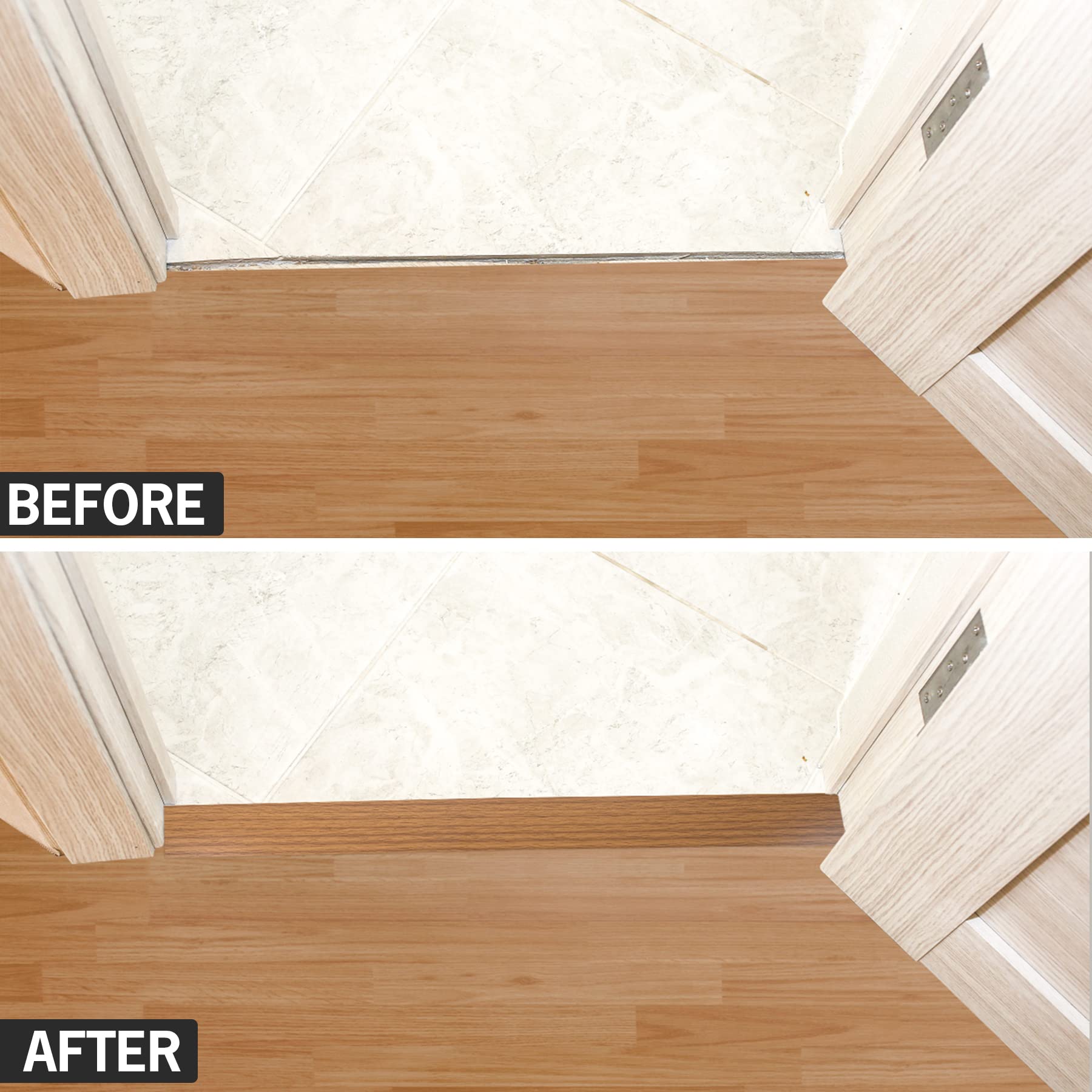 16.4Ft Floor Transition Strip Self Adhesive Vinyl Cover Floor Strip Flat Divider Transition Strip Wood Grain Design for Laminate Floor Gaps and Doorway Transitions (16.4 Foot)