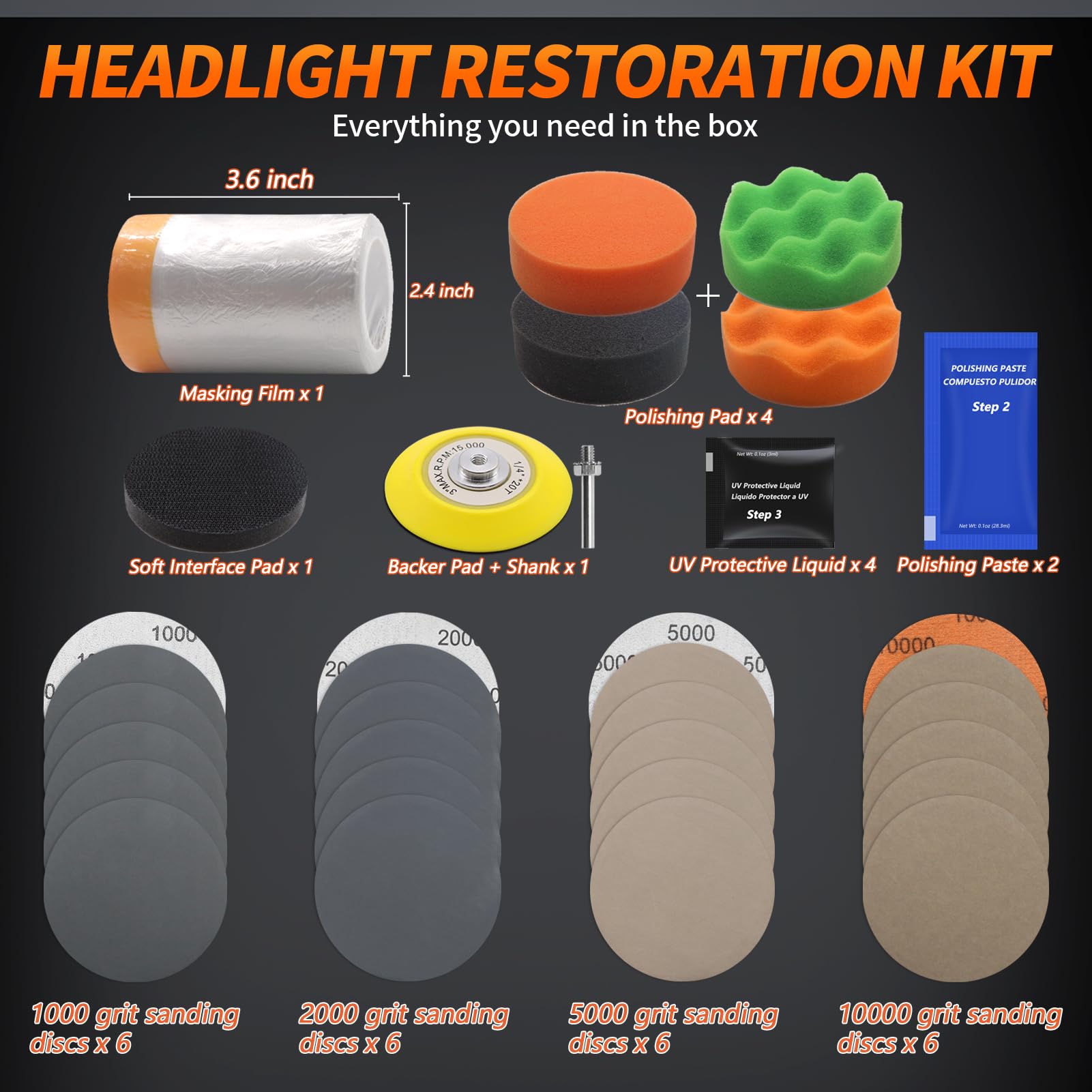 37PCS Headlight Restoration Kit