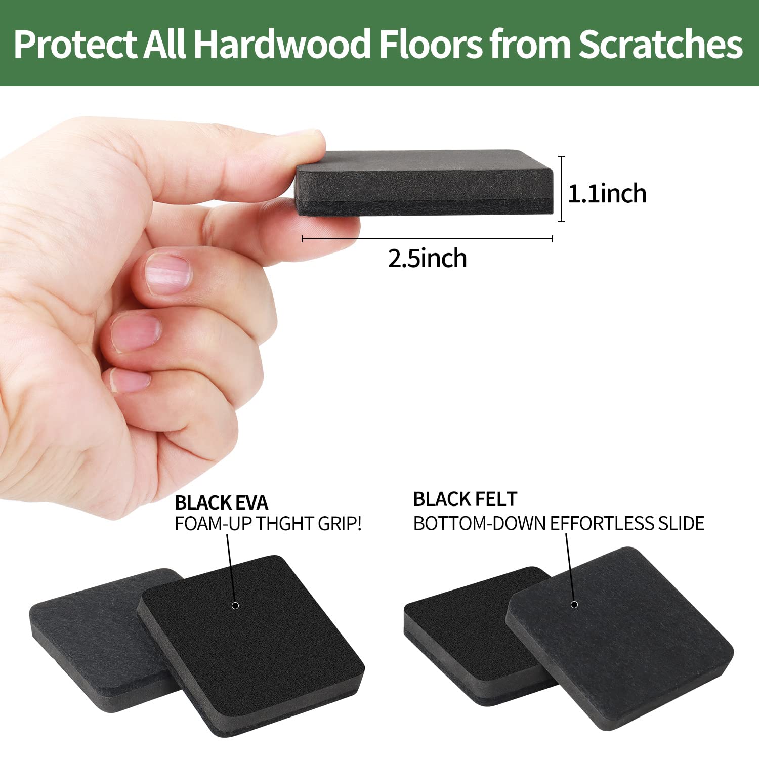 2.5" Felt Furniture Movers Sliders for Hardwood Floors (24 Count)