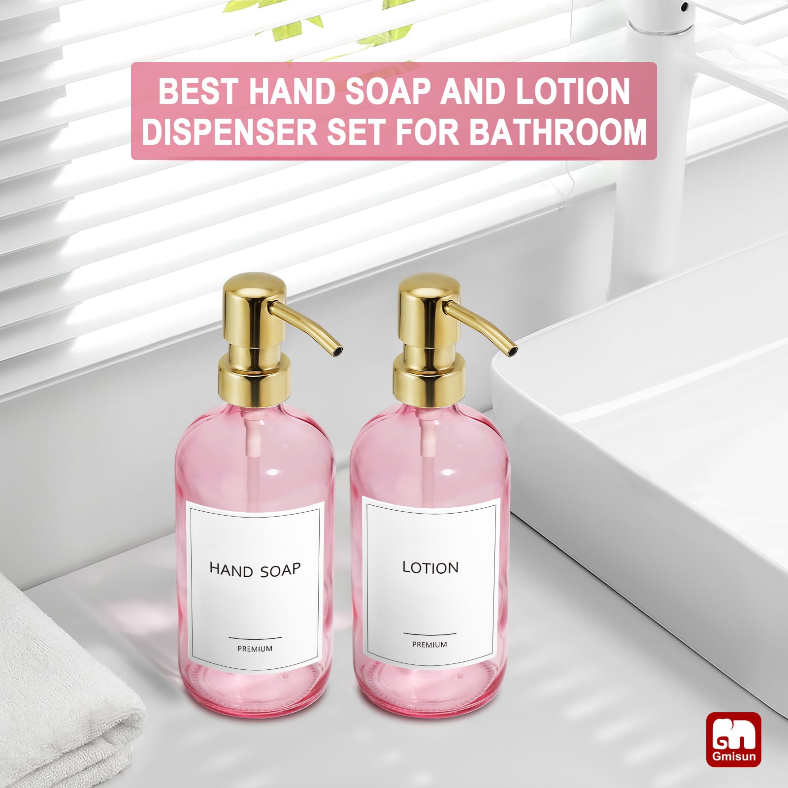 Pink Soap Dispenser Bathroom (2 Count)