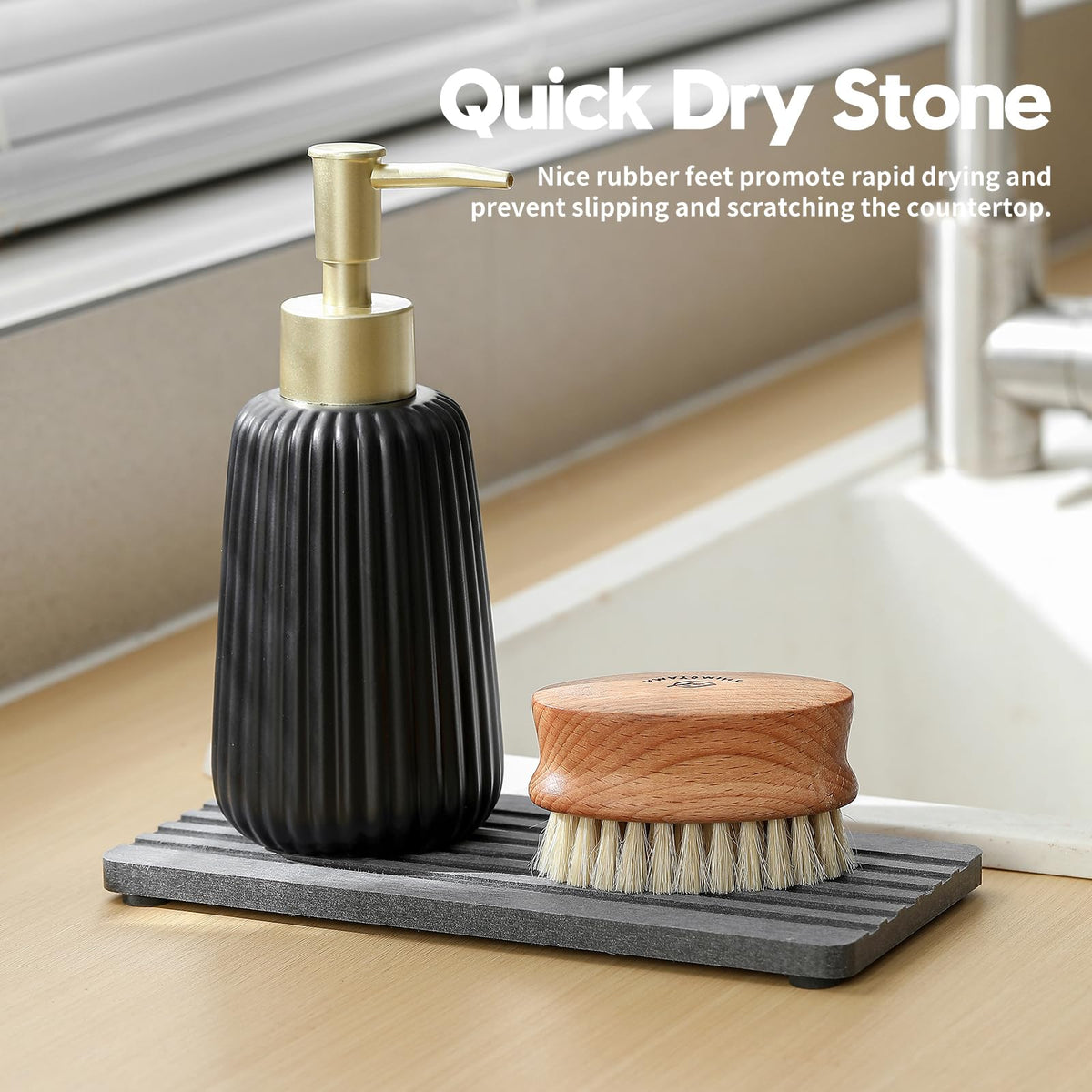 2PCS Diatomite Quick Stone Drying Tray Mat For Bathroom & Kitchen Counter (2 Count)