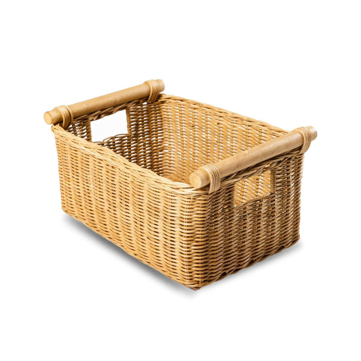 Pole Handle Wicker Storage Basket