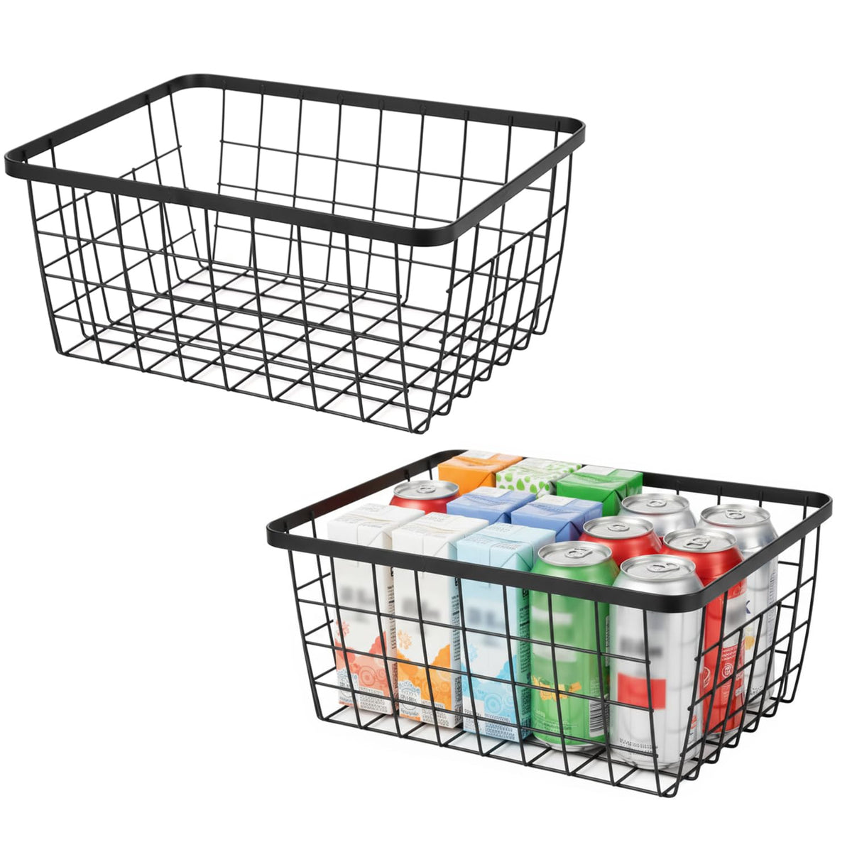 Kitchen Metal Wire Baskets with Handles Food Storage Organizer (2 Count)