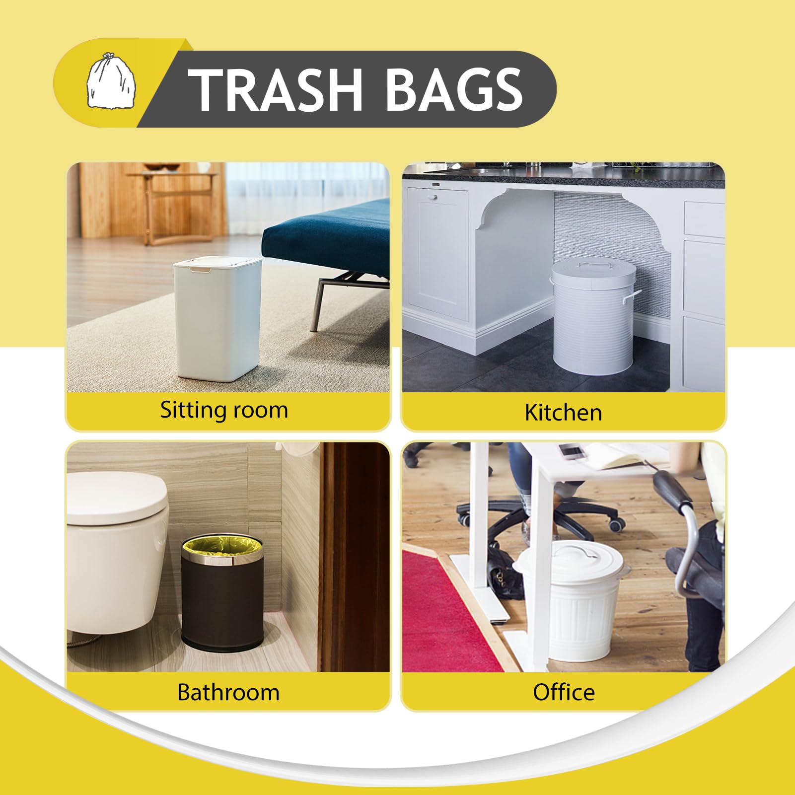 Small Yellow Trash Bags 4 Gallon 160 Count Kitchen Garbage Bags