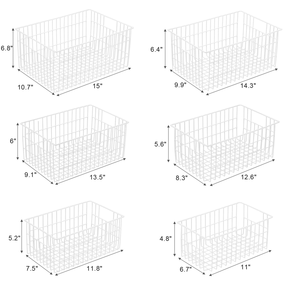 Vertical Sides Freezer Organizer Bins for Upright Freezer (6 Count)