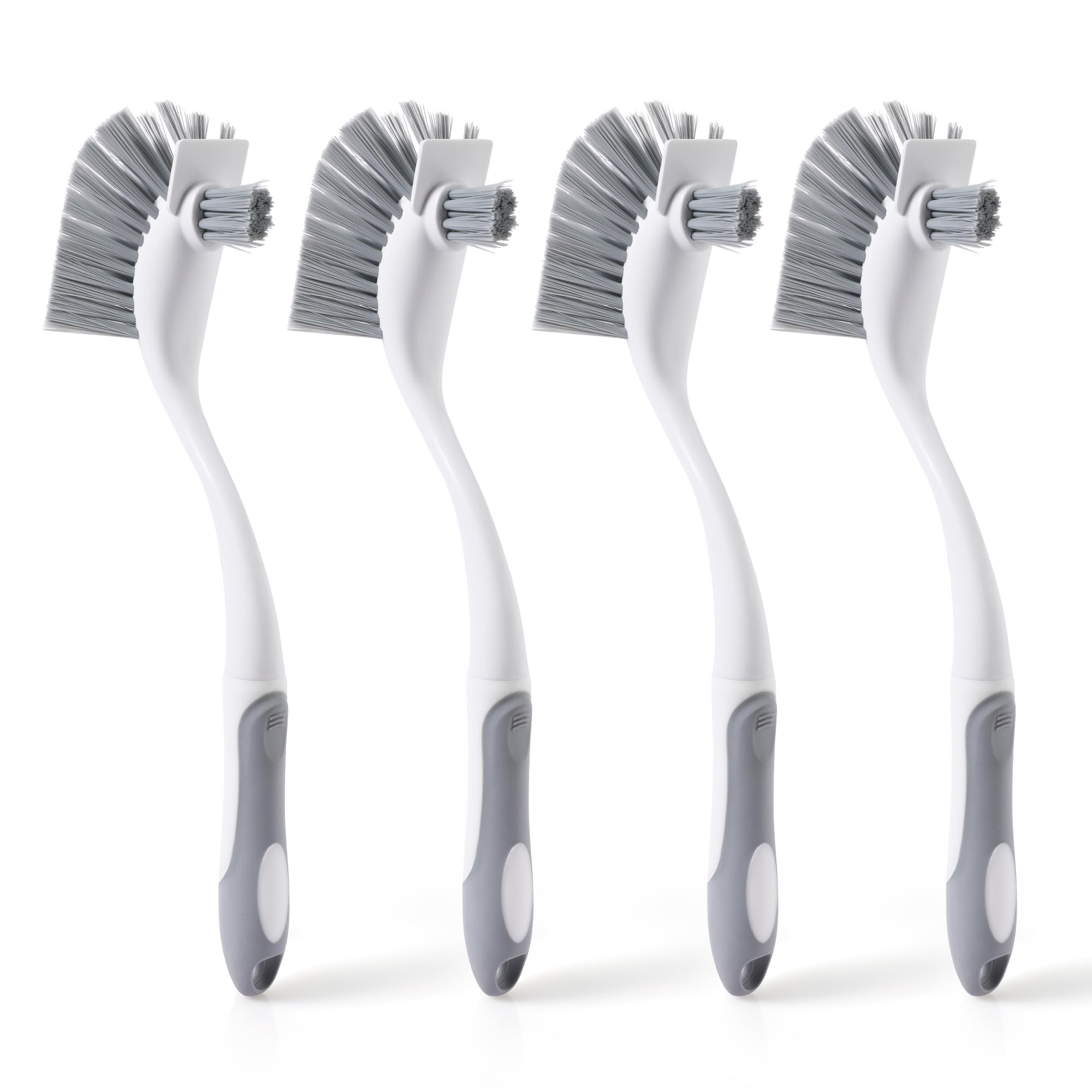 4 Pack Heavy Duty Dish Scrub Brushes with Long Handle (4 Count)