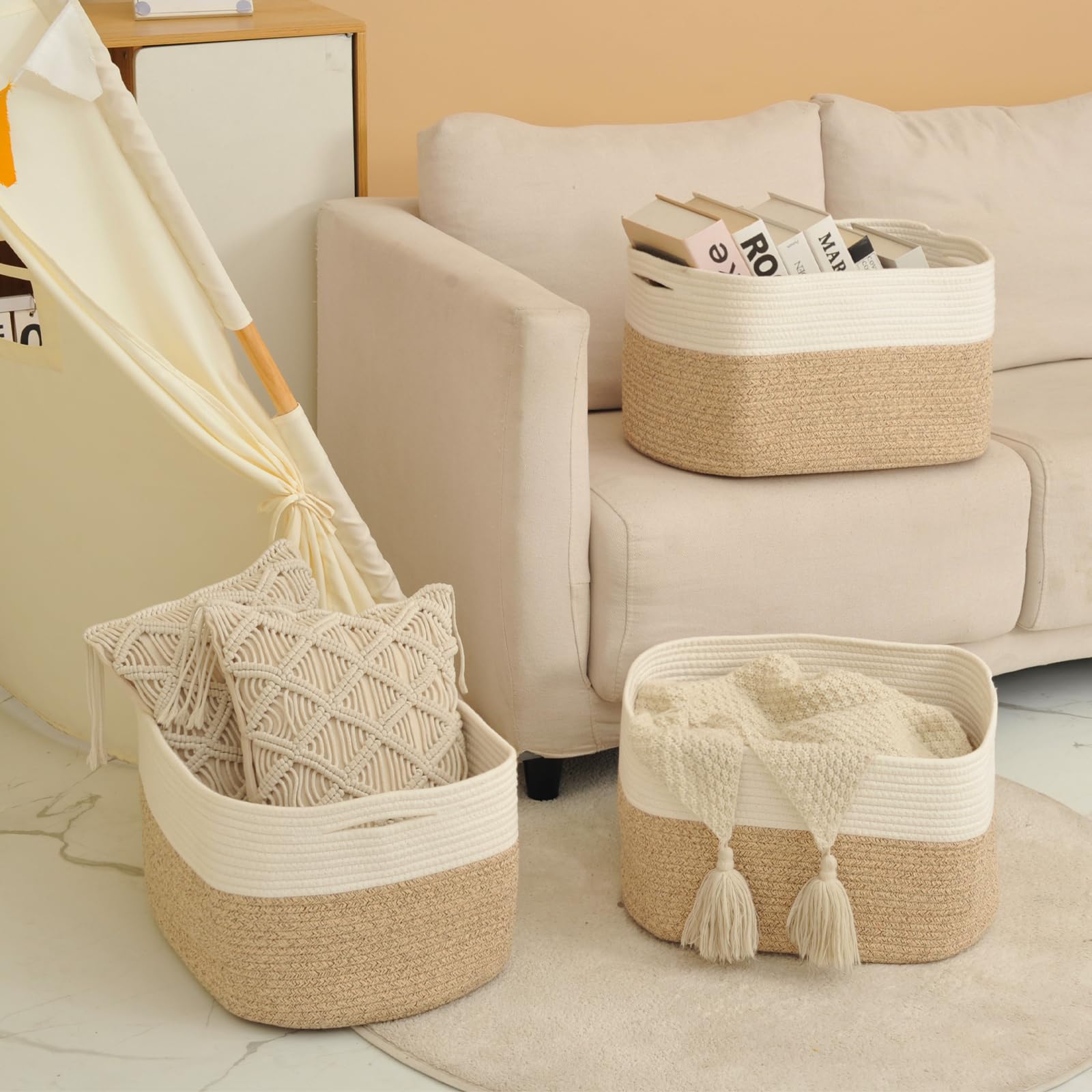 Large Storage Baskets for Organizing Shelves (3 Count)