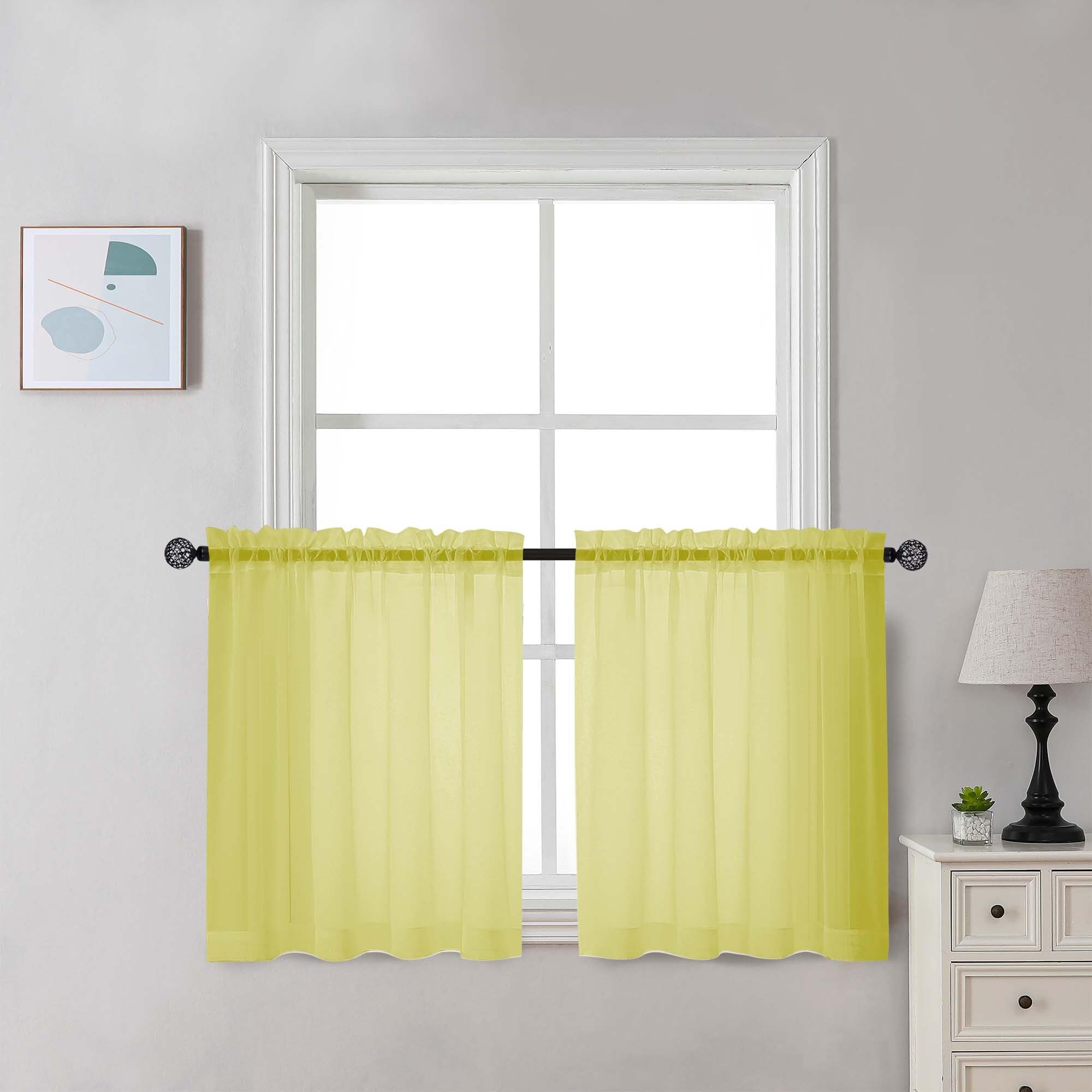 Lemon Sheer Curtains 30 inch Length 2 Panels (2 Count)