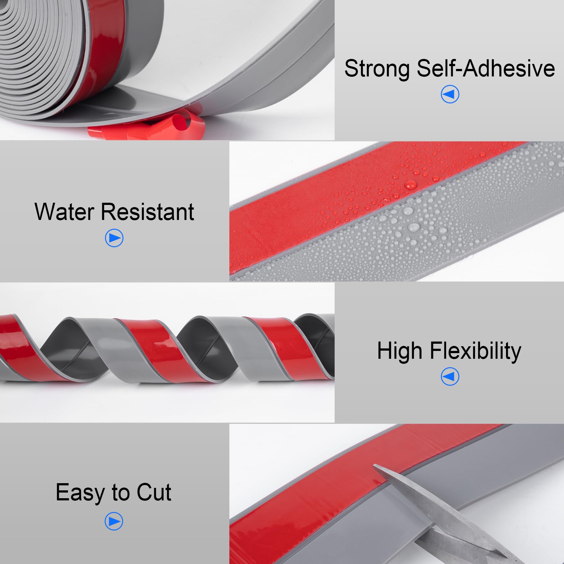 Weather Stripping Silicone Door Seal Strip 1 in x 40 ft Door Draft Stopper Self Adhesive Door Draft Tape