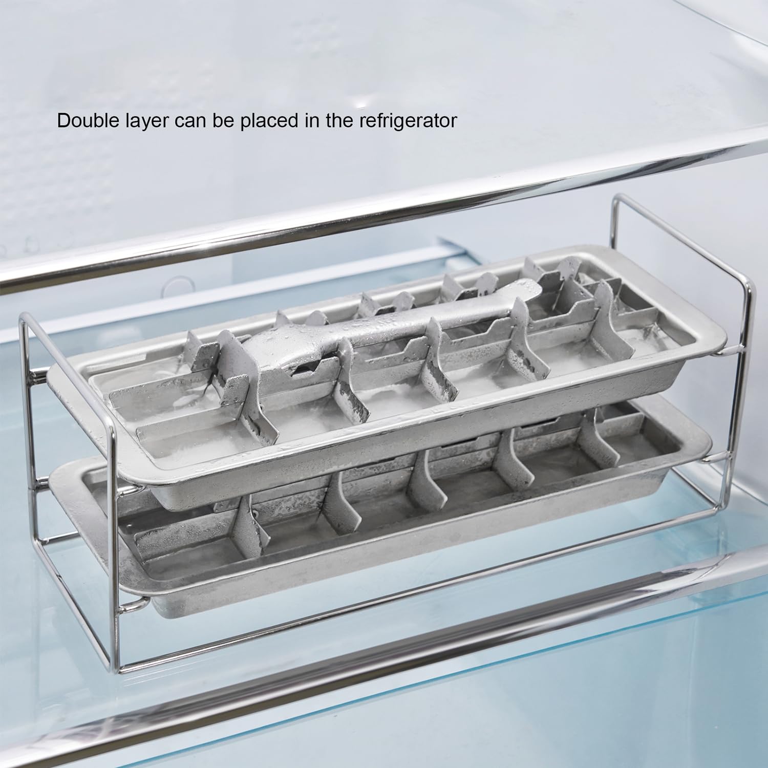 Double layer Stainless Steel Ice Cube Tray