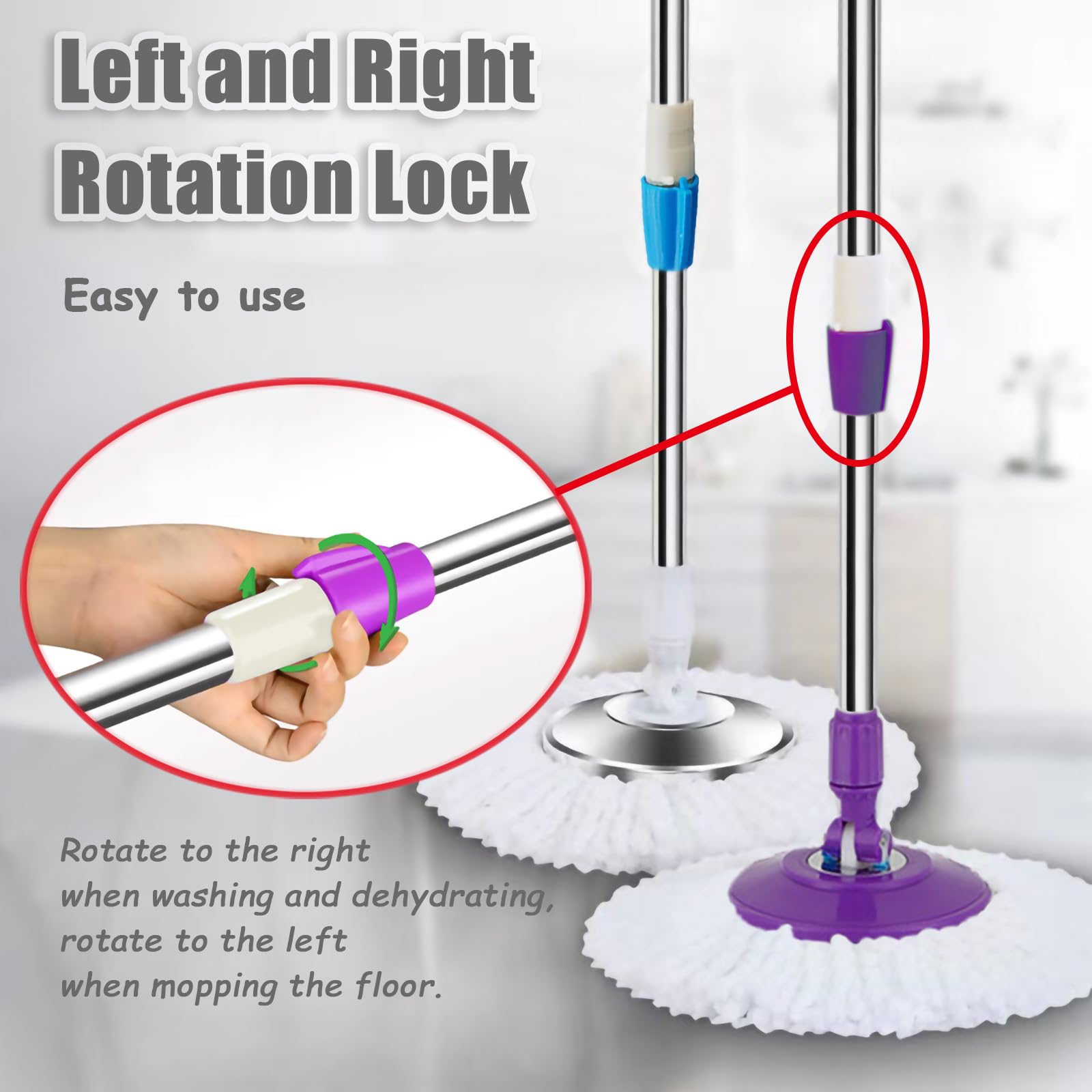 Extended Spin Mop Replacement Mop Handle (3 Count)
