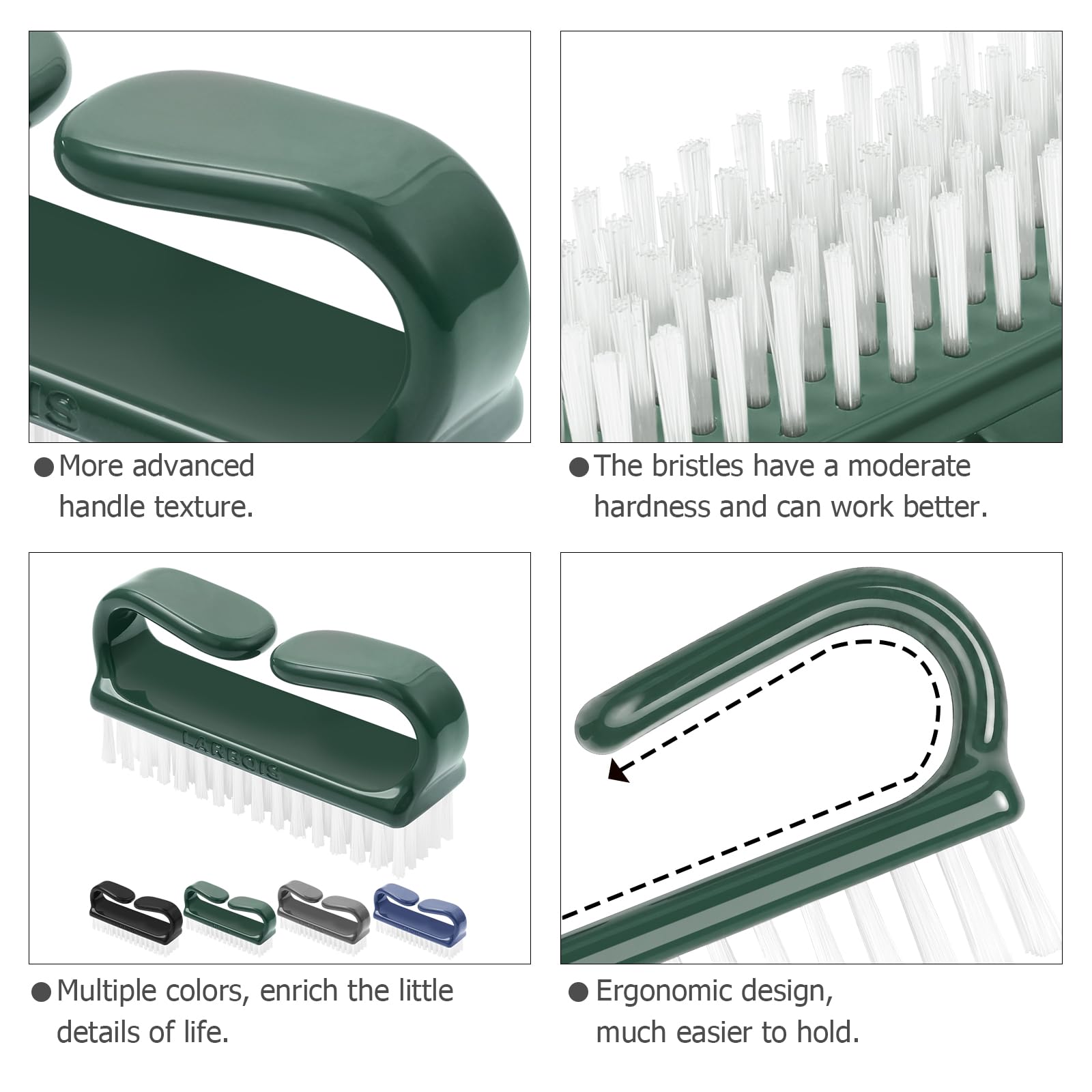 Handle Grip Nail Brush (4 Count)