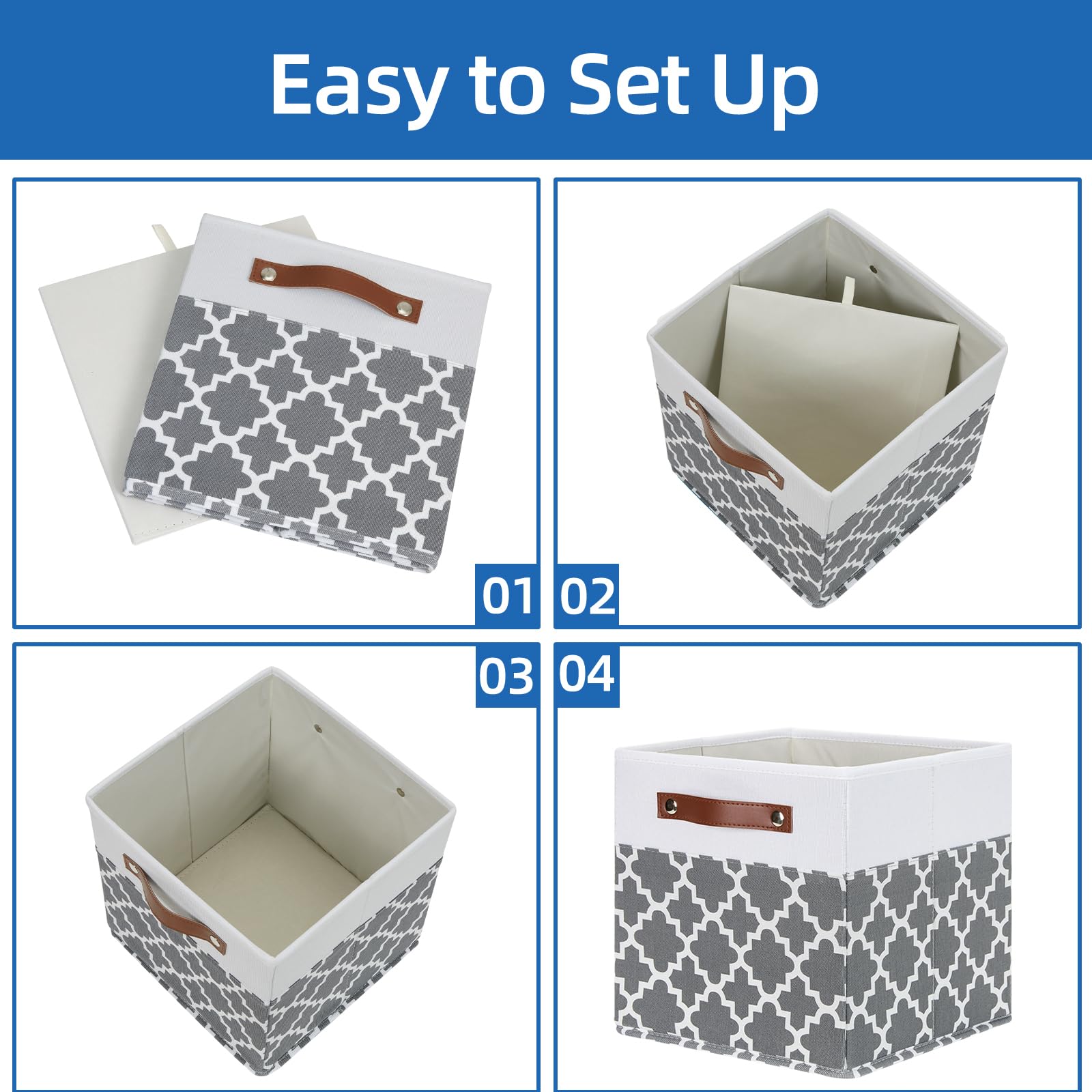 11x11x11 Cube Storage Bins Cube Organizer Bins 4 Pack Canvas Storage Bin for Home