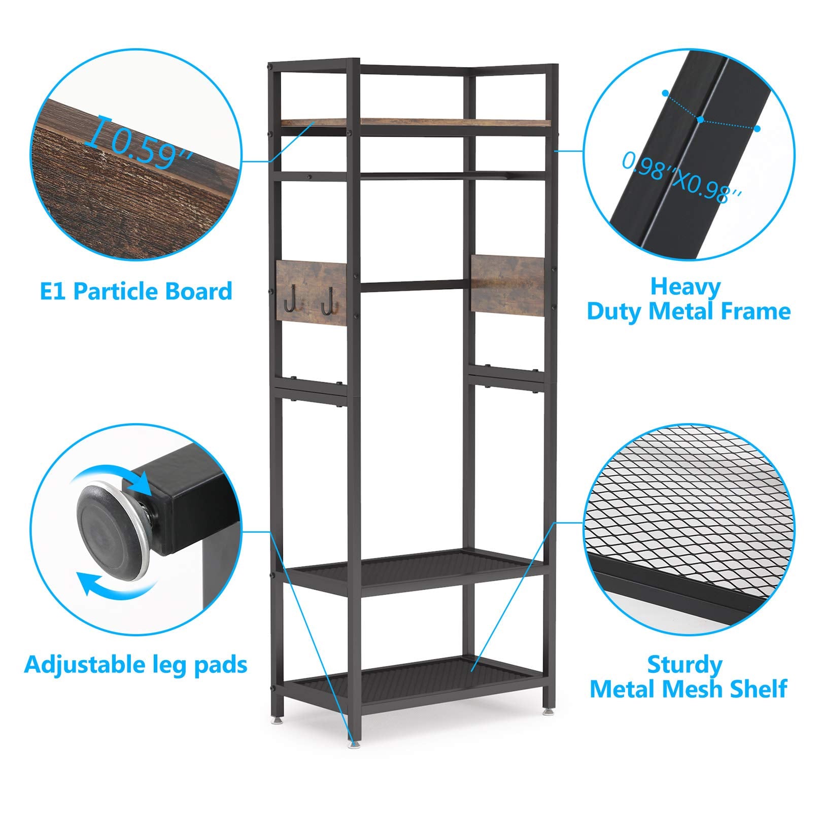 Small Heavy Duty Clothes Rack with Shelf and Hanging Rod