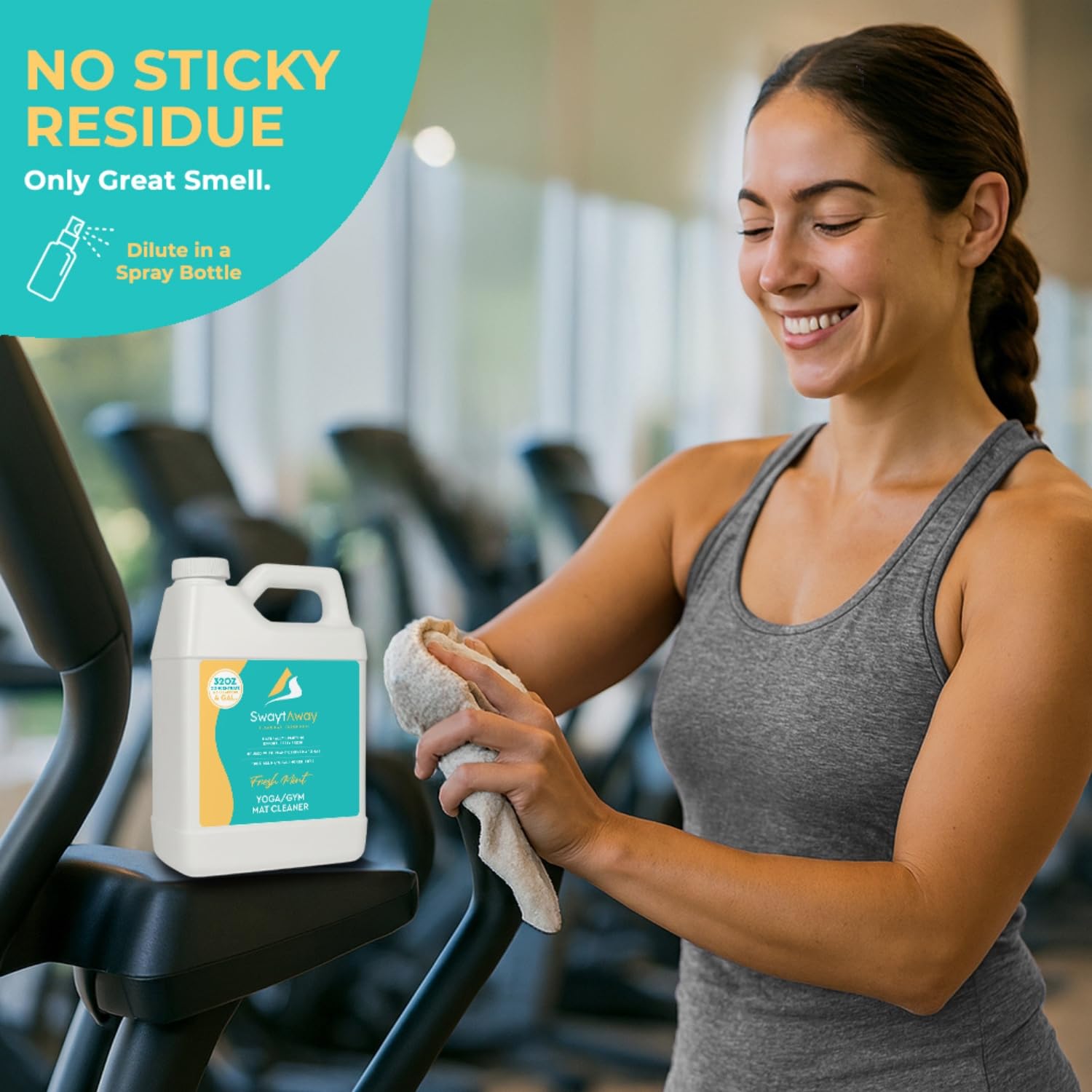 SwaytAway Fitness Mat Cleaner Concentrate Fresh Mint (32 Fl Oz)