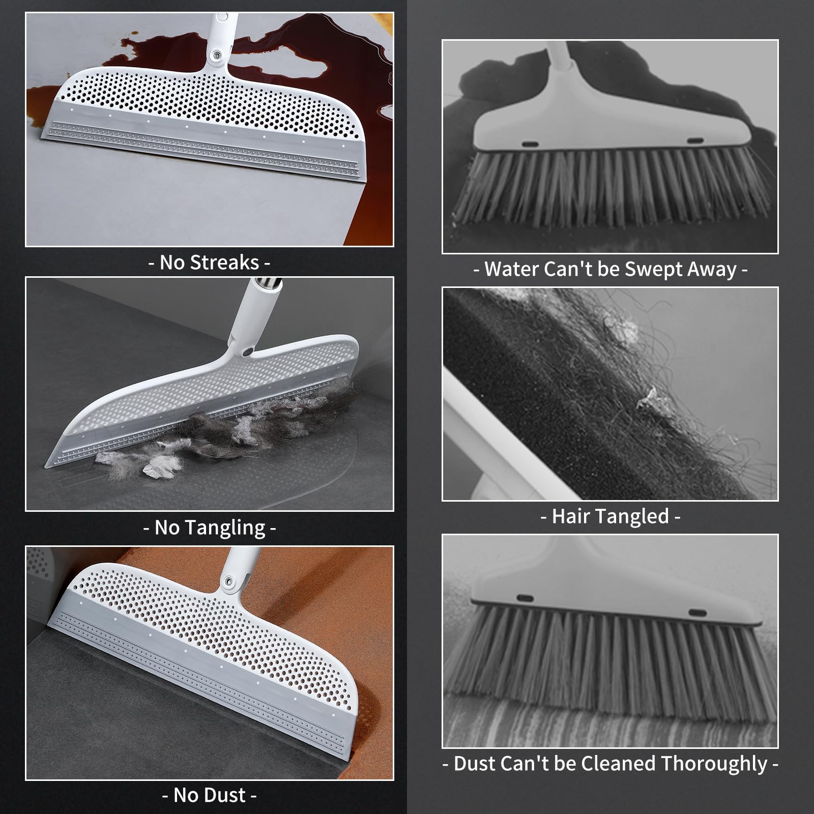 Multifunction Floor Squeegee Broom for Pet Hair Removal
