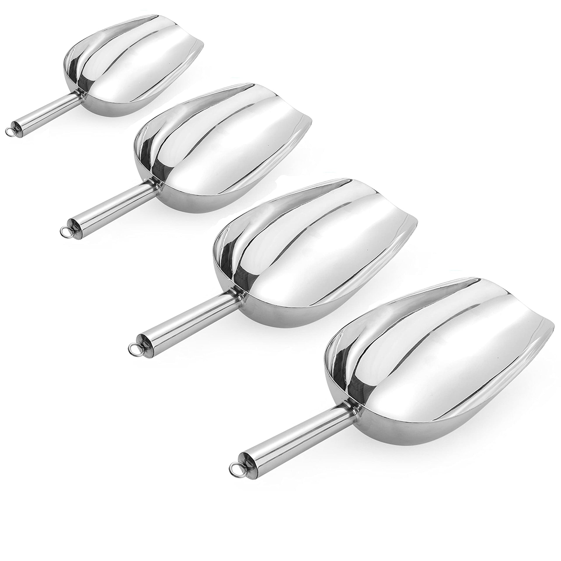 Set of 4 Stainless Steel Ice Scoops (4 Count)