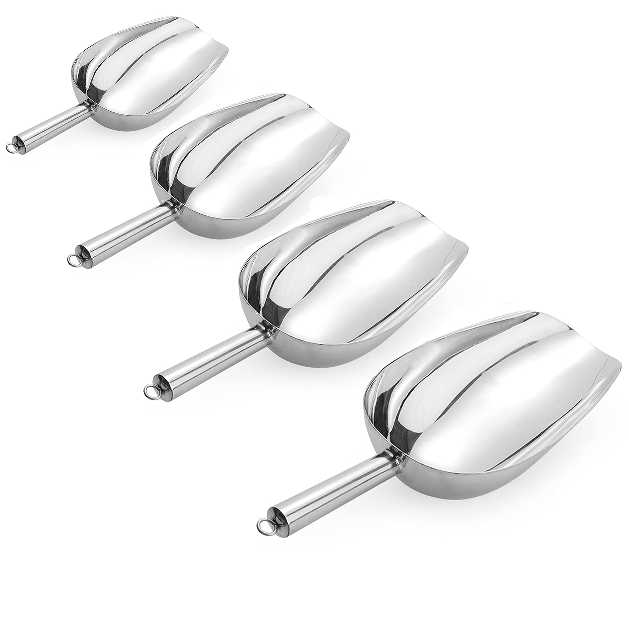Set of 4 Stainless Steel Ice Scoops (4 Count)