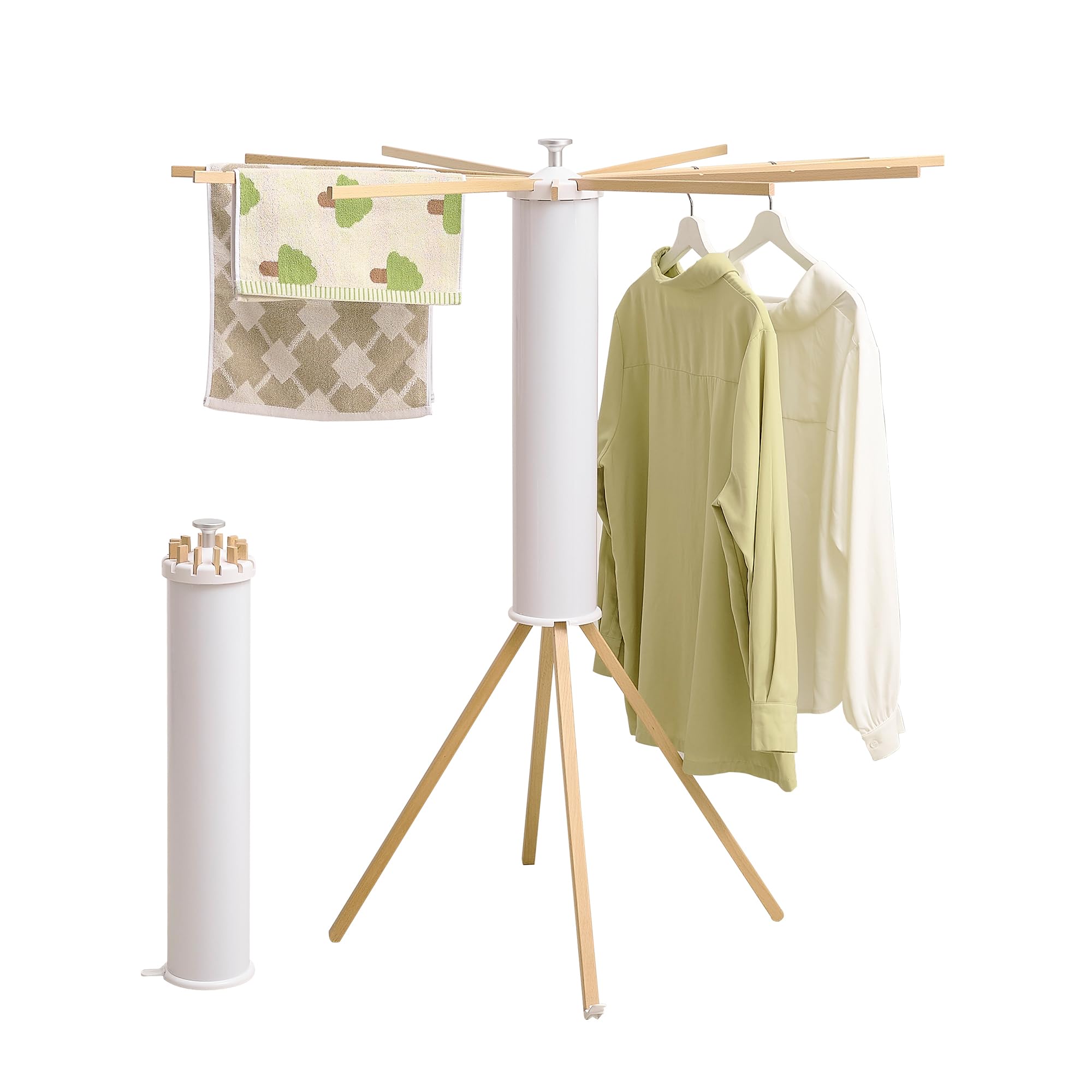 Foldable Clothes Drying Rack with Wooden 12 Rods