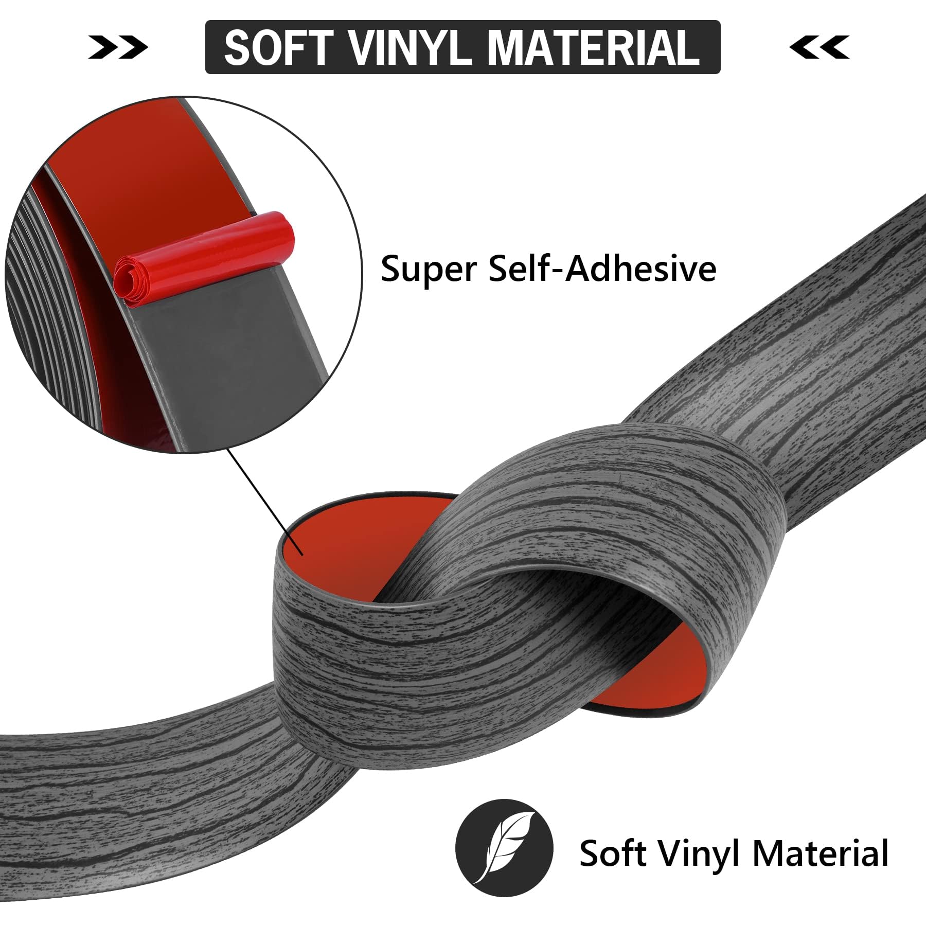 10Ft Floor Transition Strip Self Adhesive Vinyl Cover Floor Strip Flat Divider Transition Strip Wood Grain Design for Laminate Floor Gaps and Doorway Transitions (10 Foot)