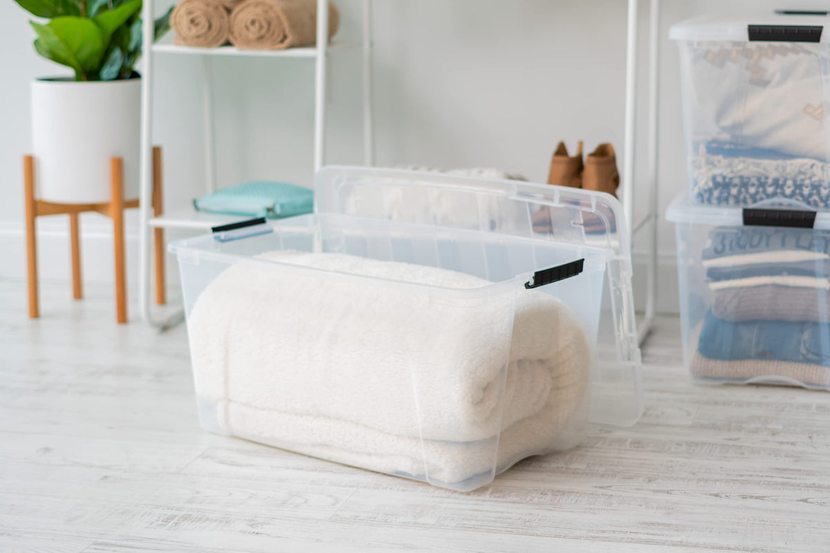 4 Pack 72 Quart Storage Bins with Lids (4 Count)