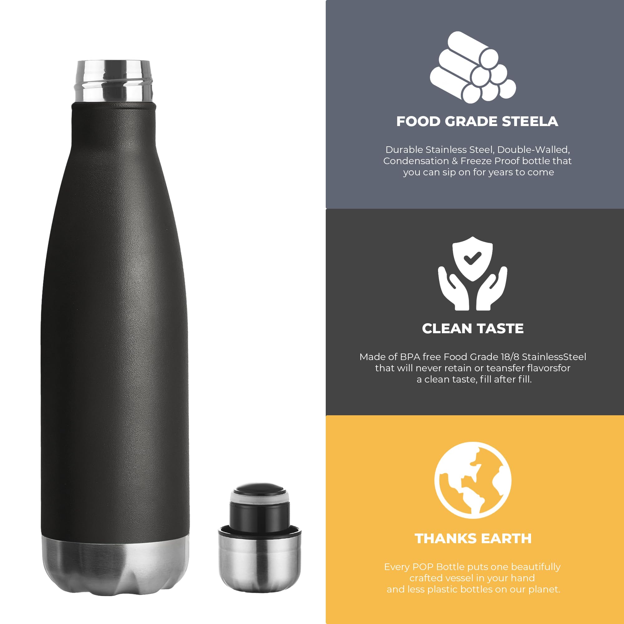 17oz Sport Water Bottle 8 Pack Vacuum Insulated Stainless Steel Leak (8 Count)