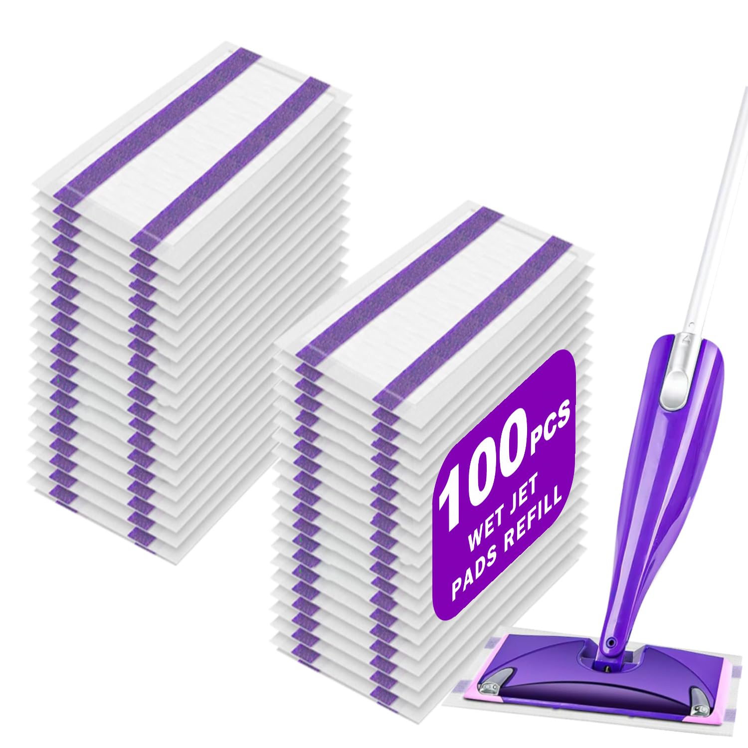 Mop Pad Refills Compatible with Swiffer WetJet Spray Mop (100 Count)