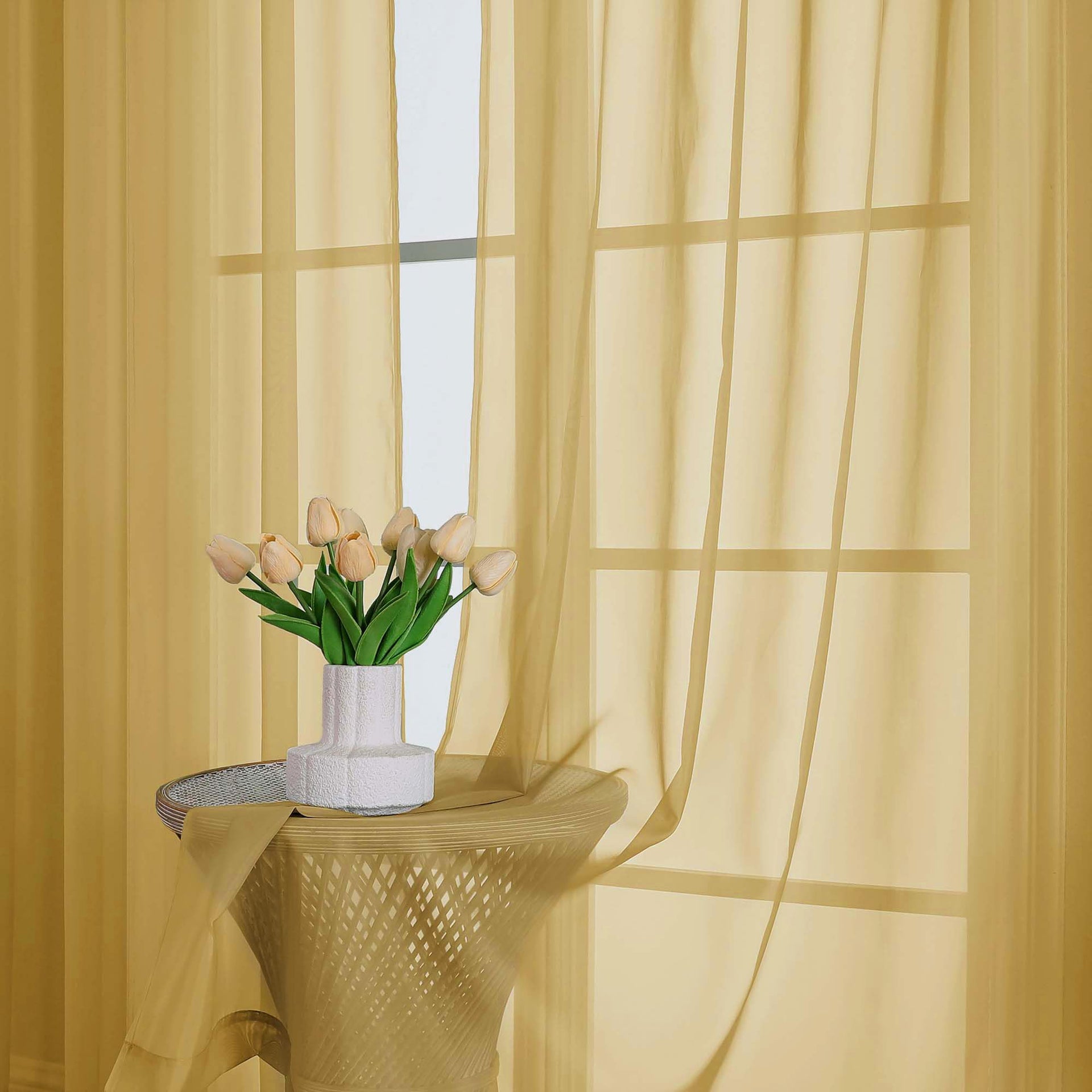 Sheer Gold Curtains 90 inches Long 2 Panels (2 Count)