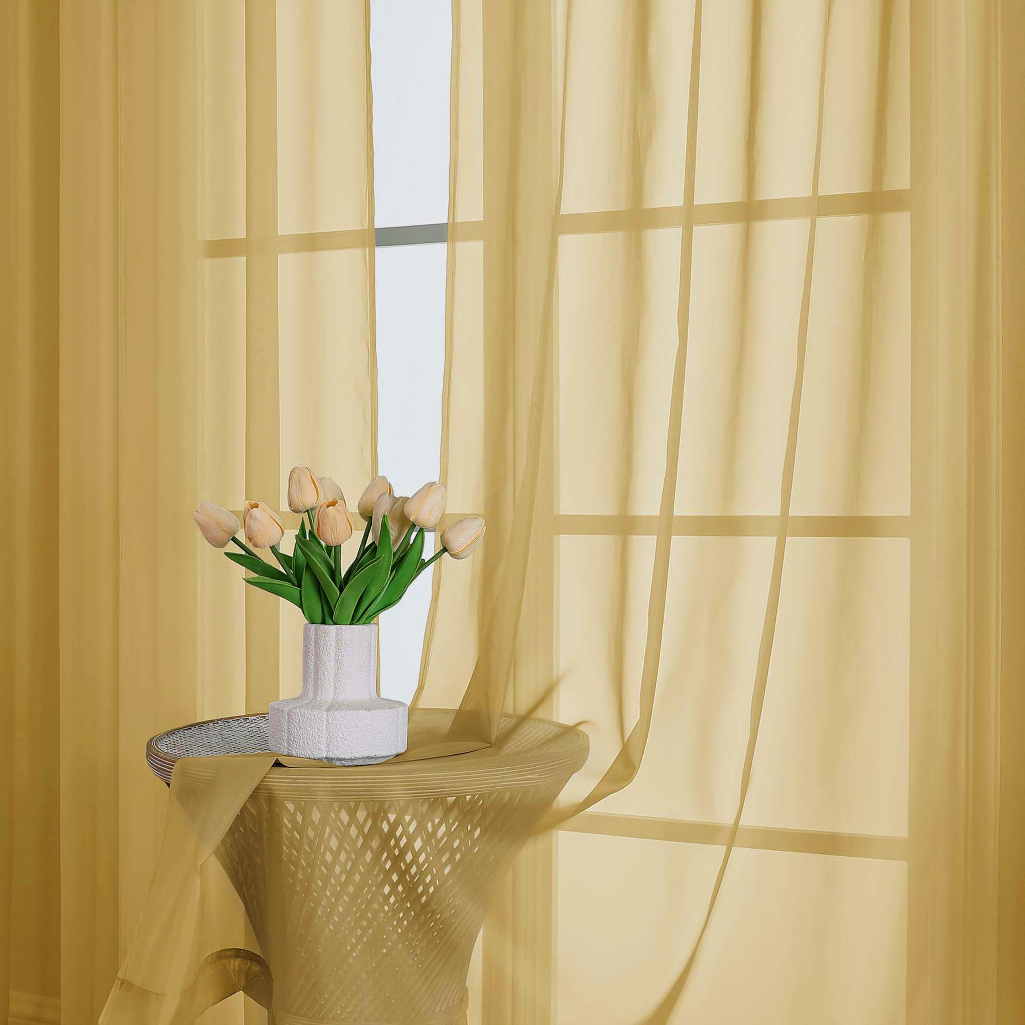 Sheer Gold Curtains 90 inches Long 2 Panels (2 Count)