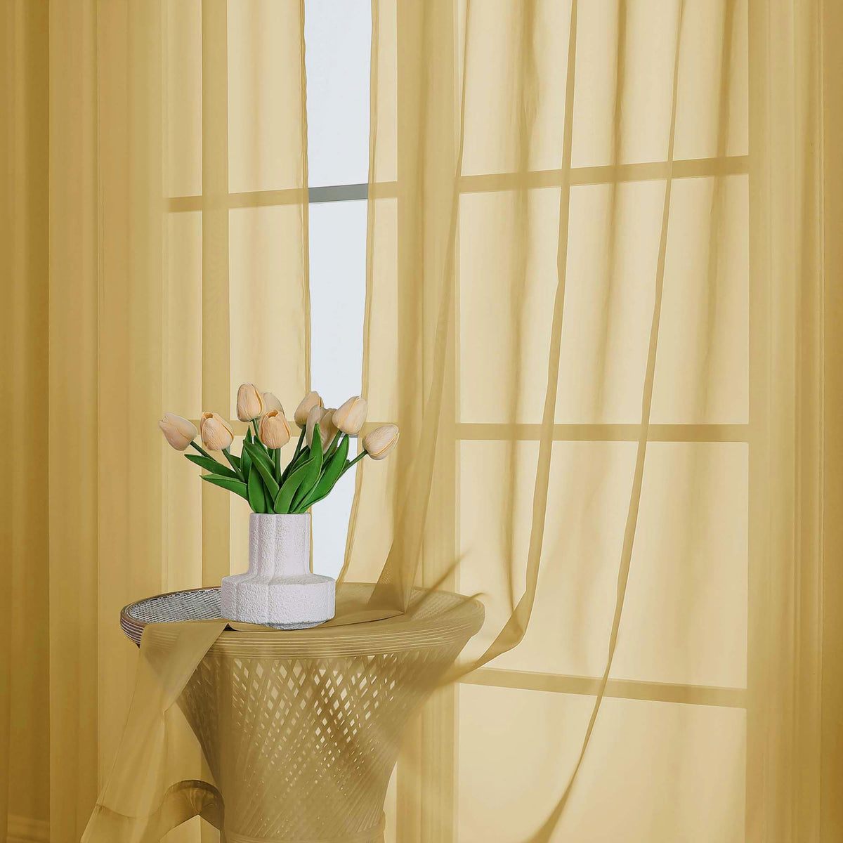 Gold Sheer Curtains 96 Inches Long 2 Panels (2 Count)