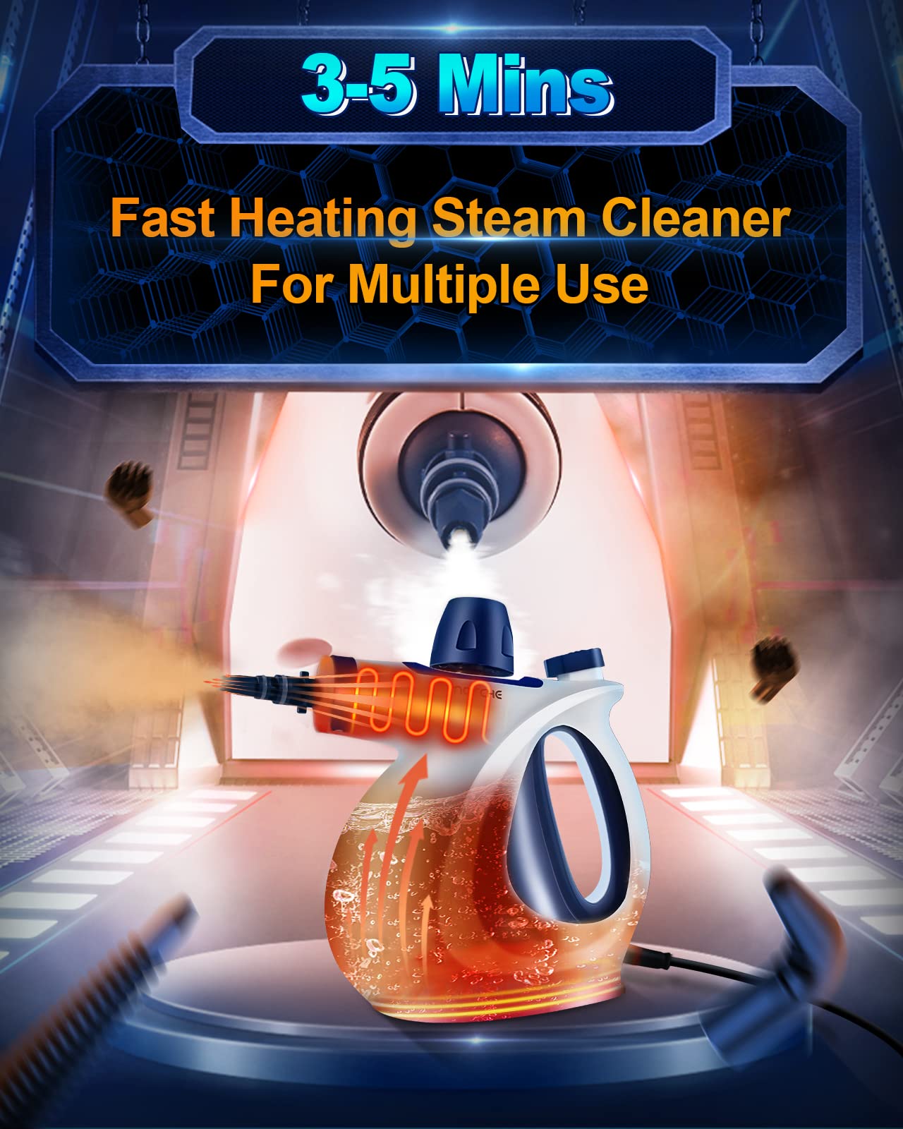 Handheld Pressurized Steam Cleaner with 11